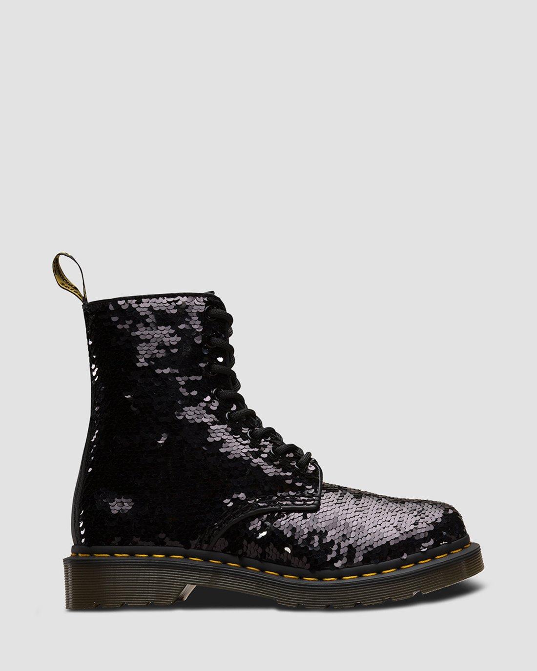 1460 Pascal Sequin in BLACK+SILVER | Dr. Martens™