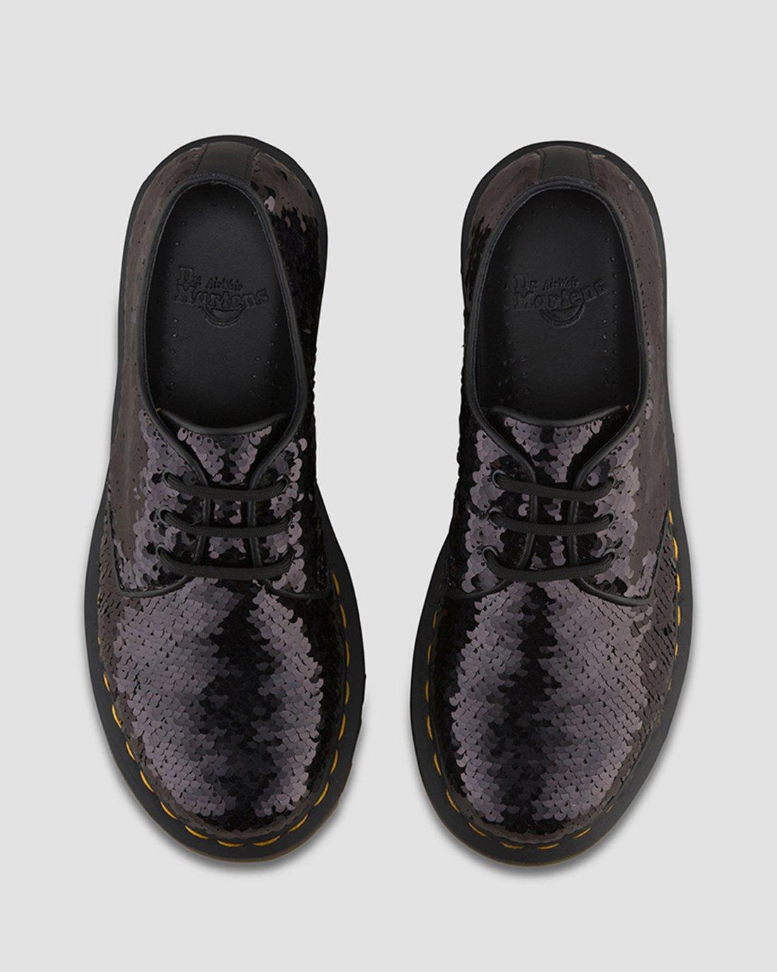 Bottes Dr. Martens 1461 3 Trous à Sequins Arc-en-ciel Argent - Taille 39 - Neufes Avec Boîte