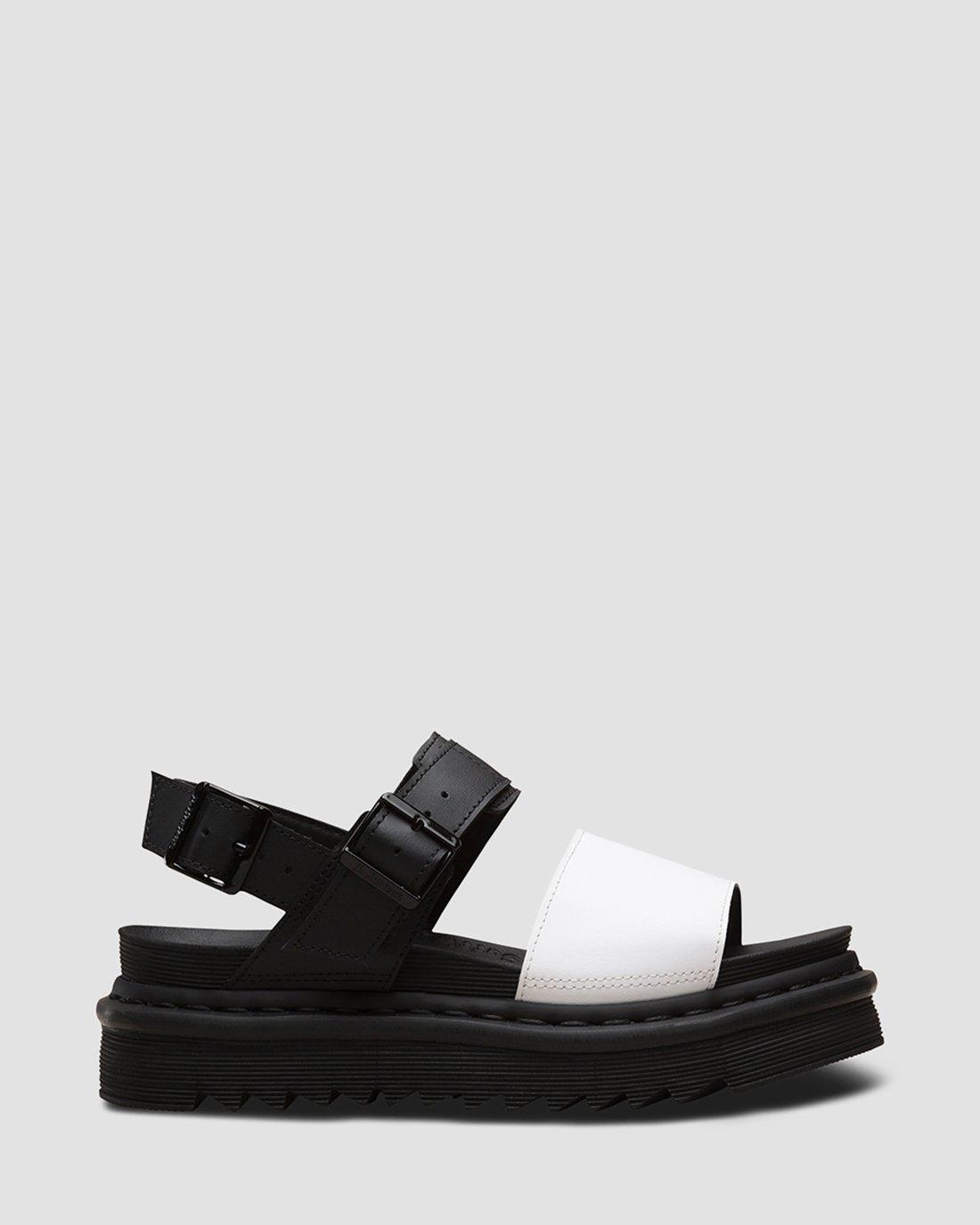 Voss Hydro Leather Strap Sandals in Black+White