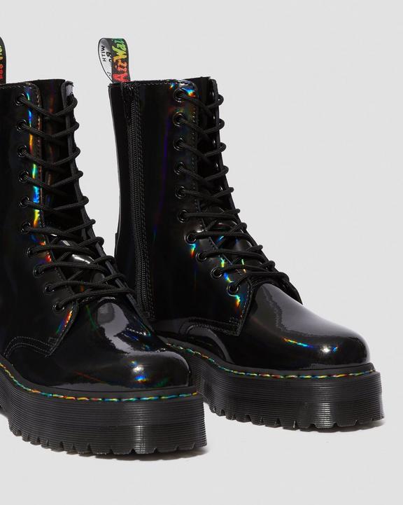 Jadon Hi Rainbow Patent Platform Boots in Black | Dr. Martens Jadon Hi Rainbow Patent Platform Boots in Black | Dr. Martens