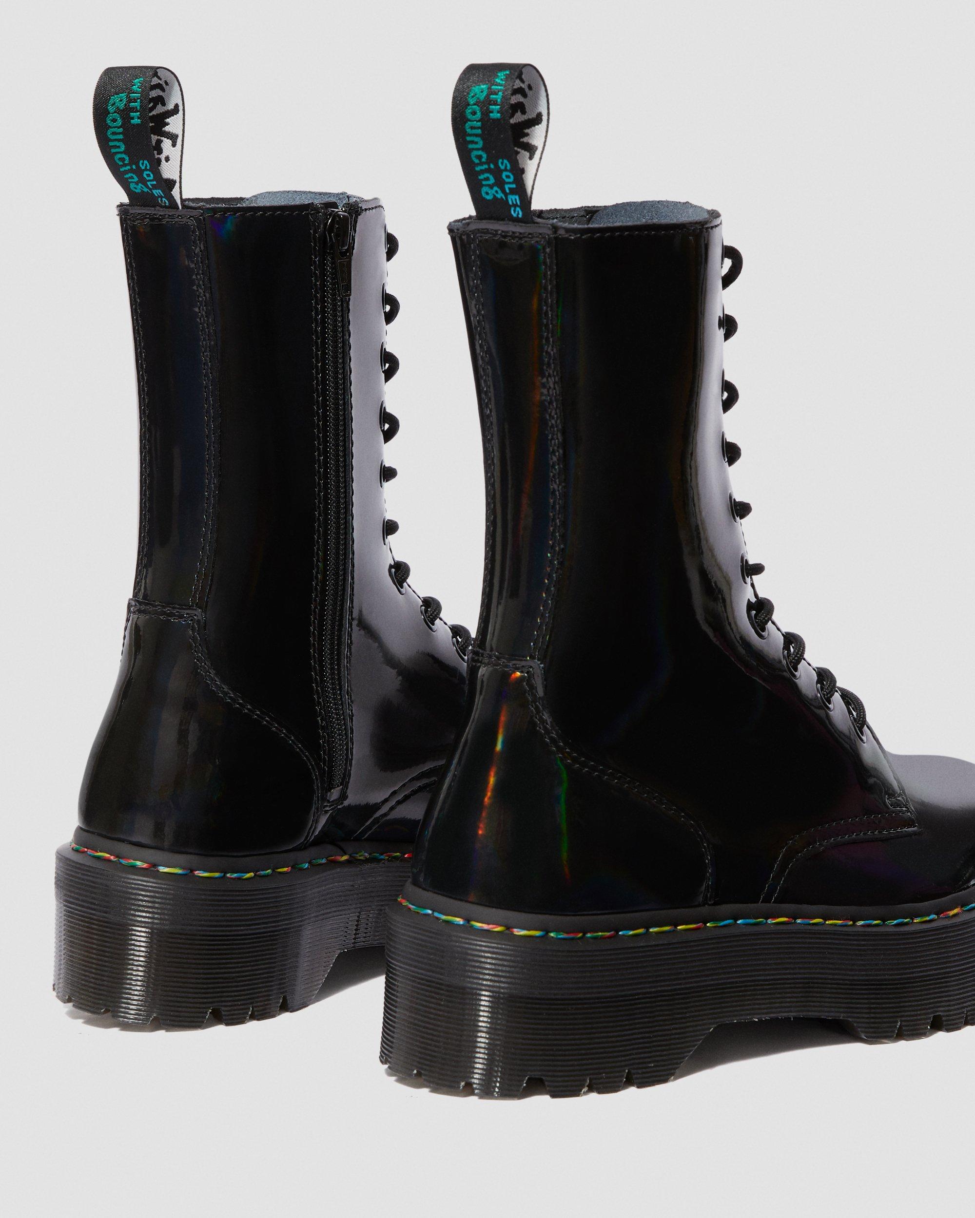 Jadon Hi Rainbow Patent Platform Boots in Black | Dr. Martens