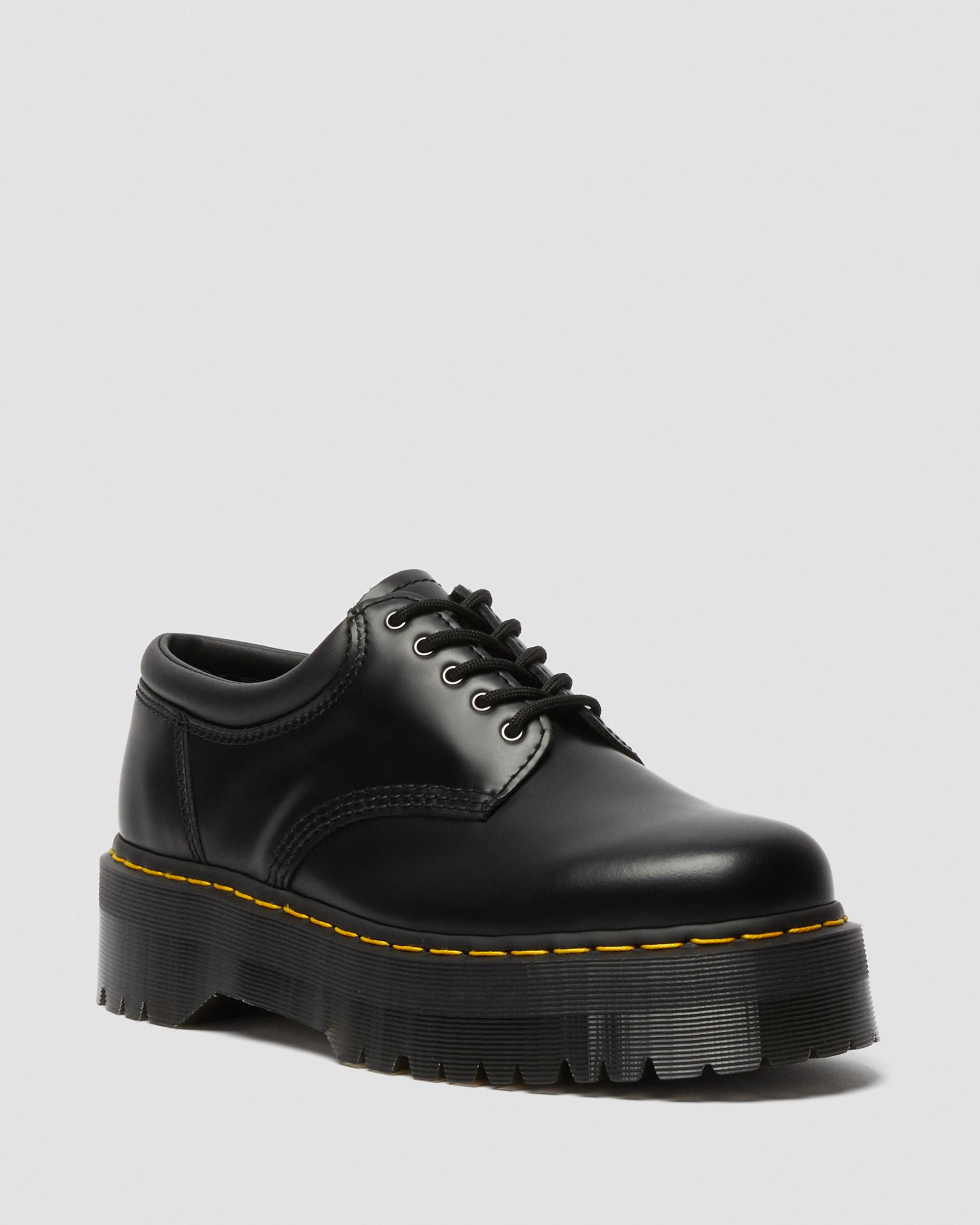 8053 Leather Platform Casual Shoes, Black