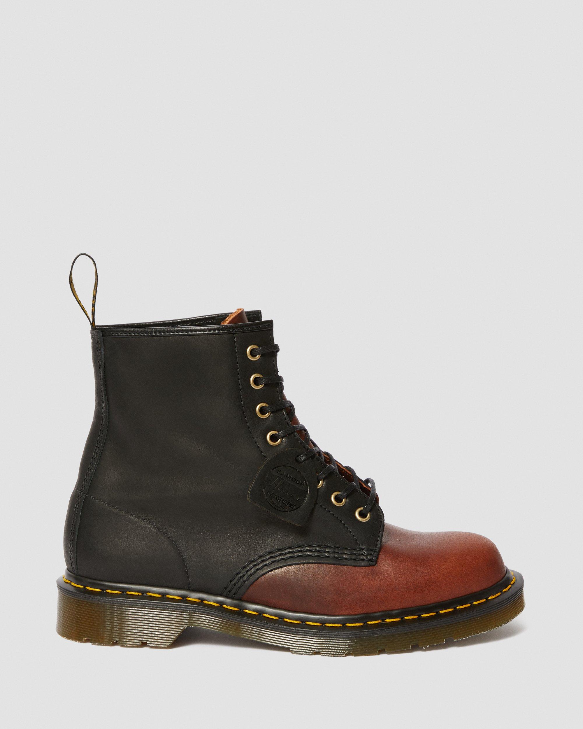 1460 Made In England Horween Leather Boots in BLACK+MOCHA | Dr