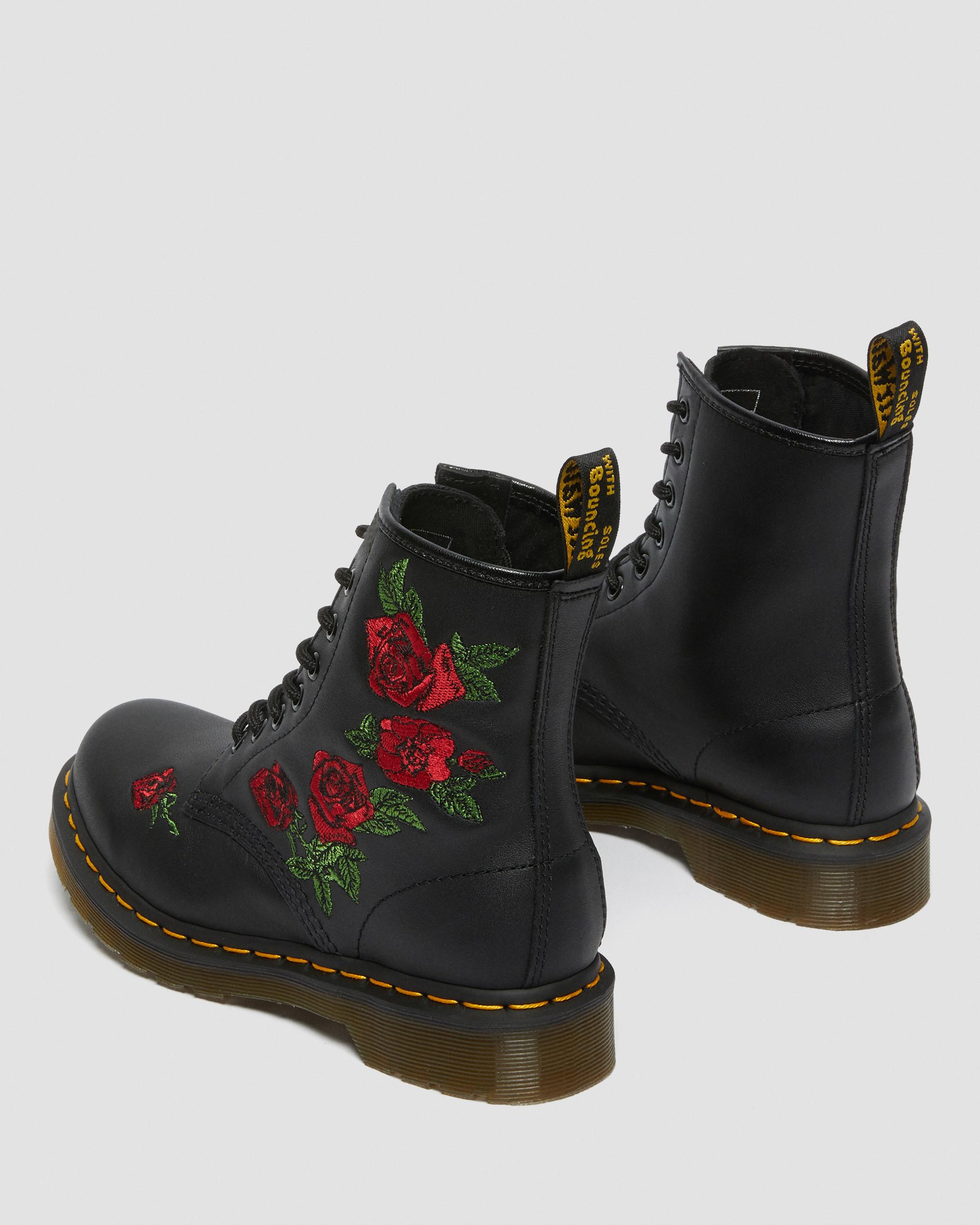 1460 Vonda Floral Leather Lace Up Boots in Black | Dr. Martens