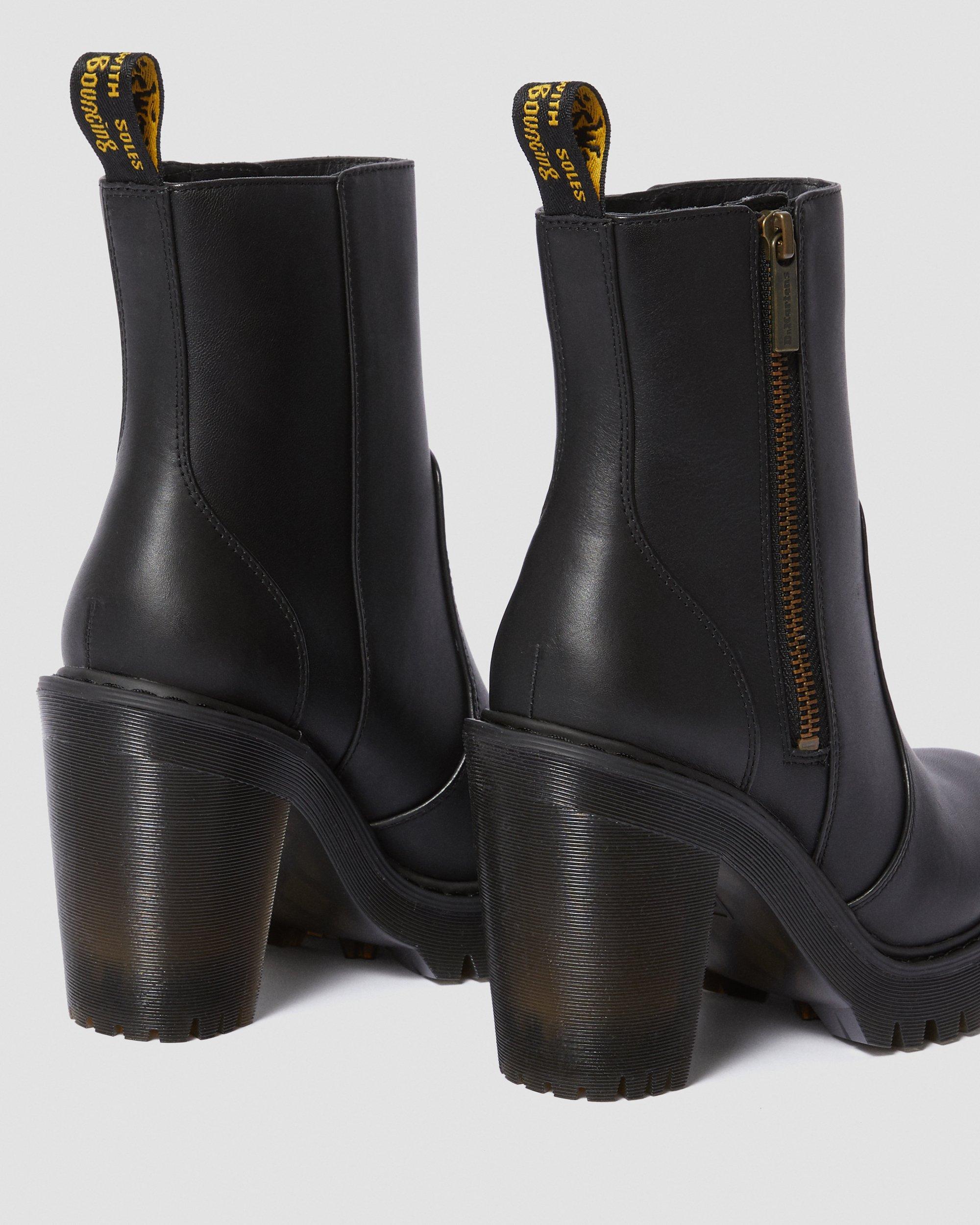MAGDALENA II LEATHER HEELED ZIP BOOTS Dr. Martens