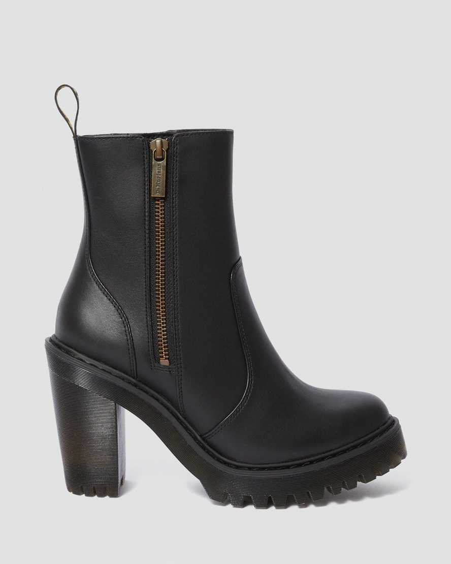 MAGDALENA II LEATHER HEELED ZIP BOOTS | Dr Martens