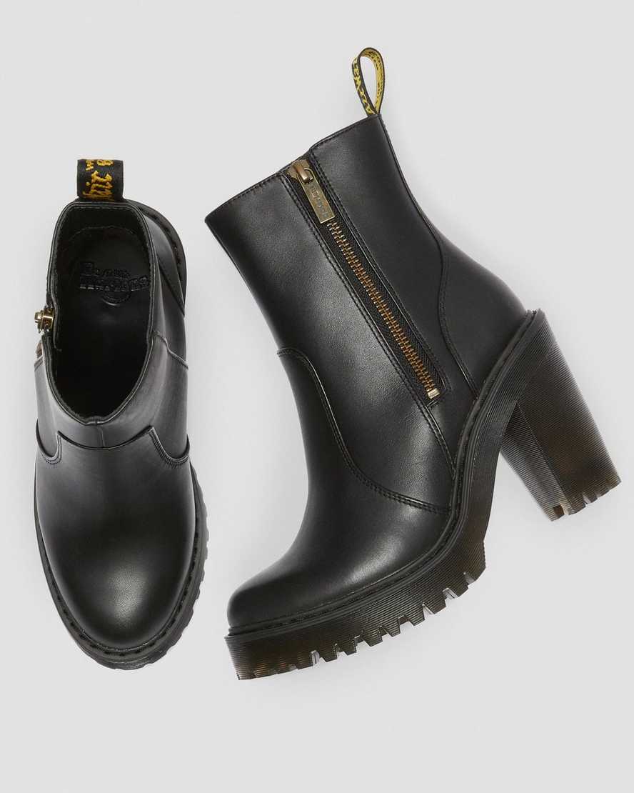 MAGDALENA II LEATHER HEELED ZIP BOOTS | Dr Martens