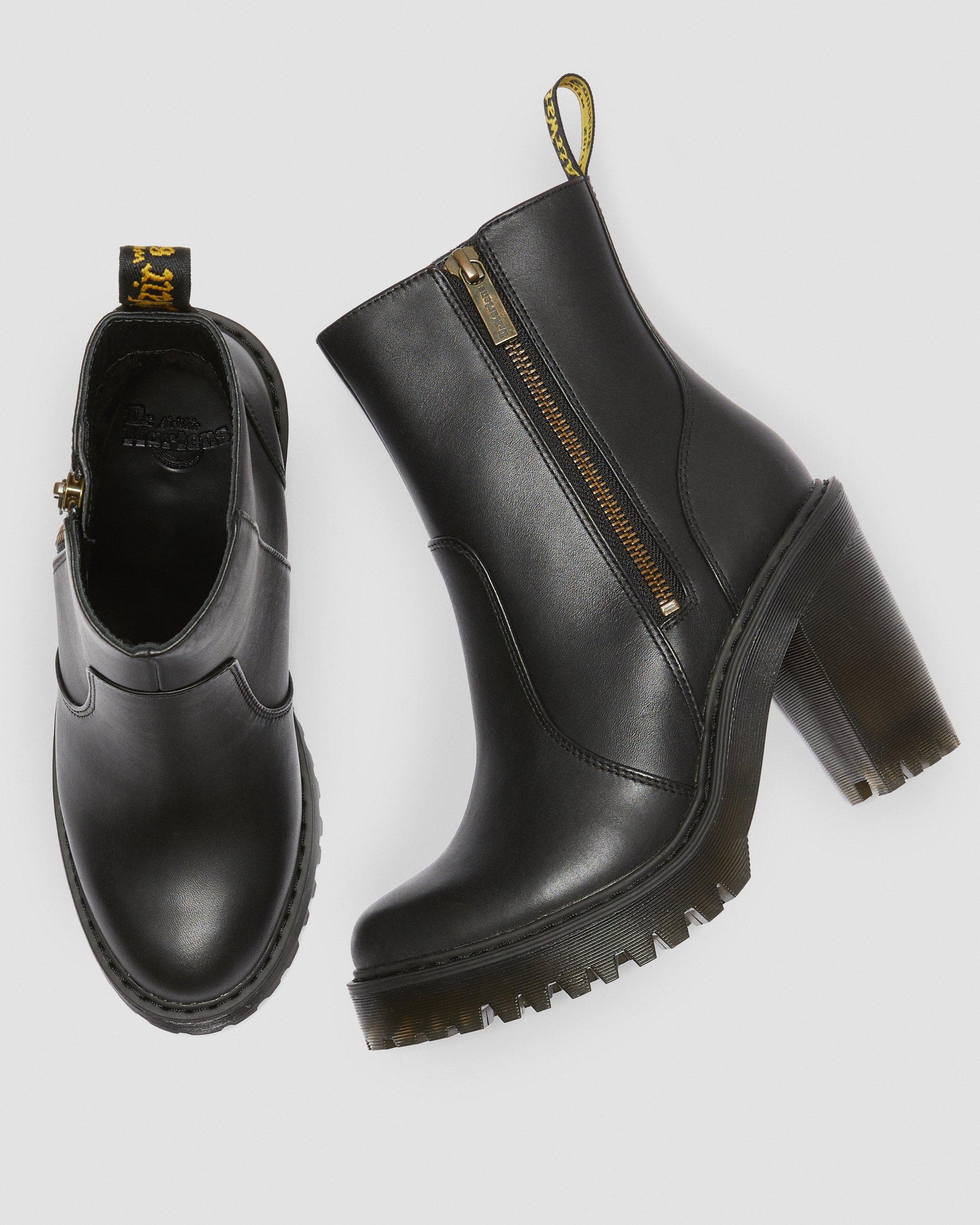 MAGDALENA II LEATHER HEELED ZIP BOOTS Dr. Martens
