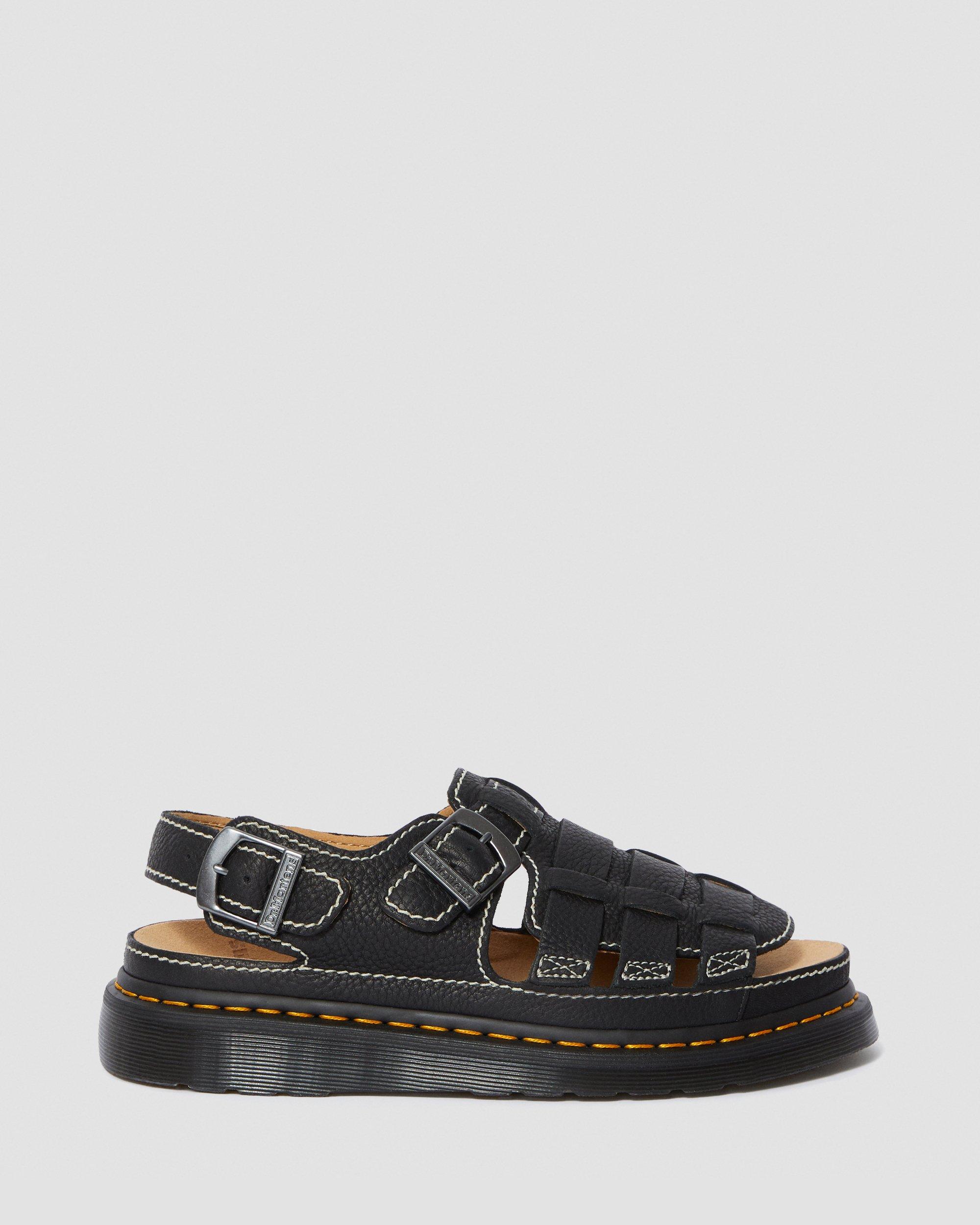 8092 Leather Fisherman Sandals in Black Martens