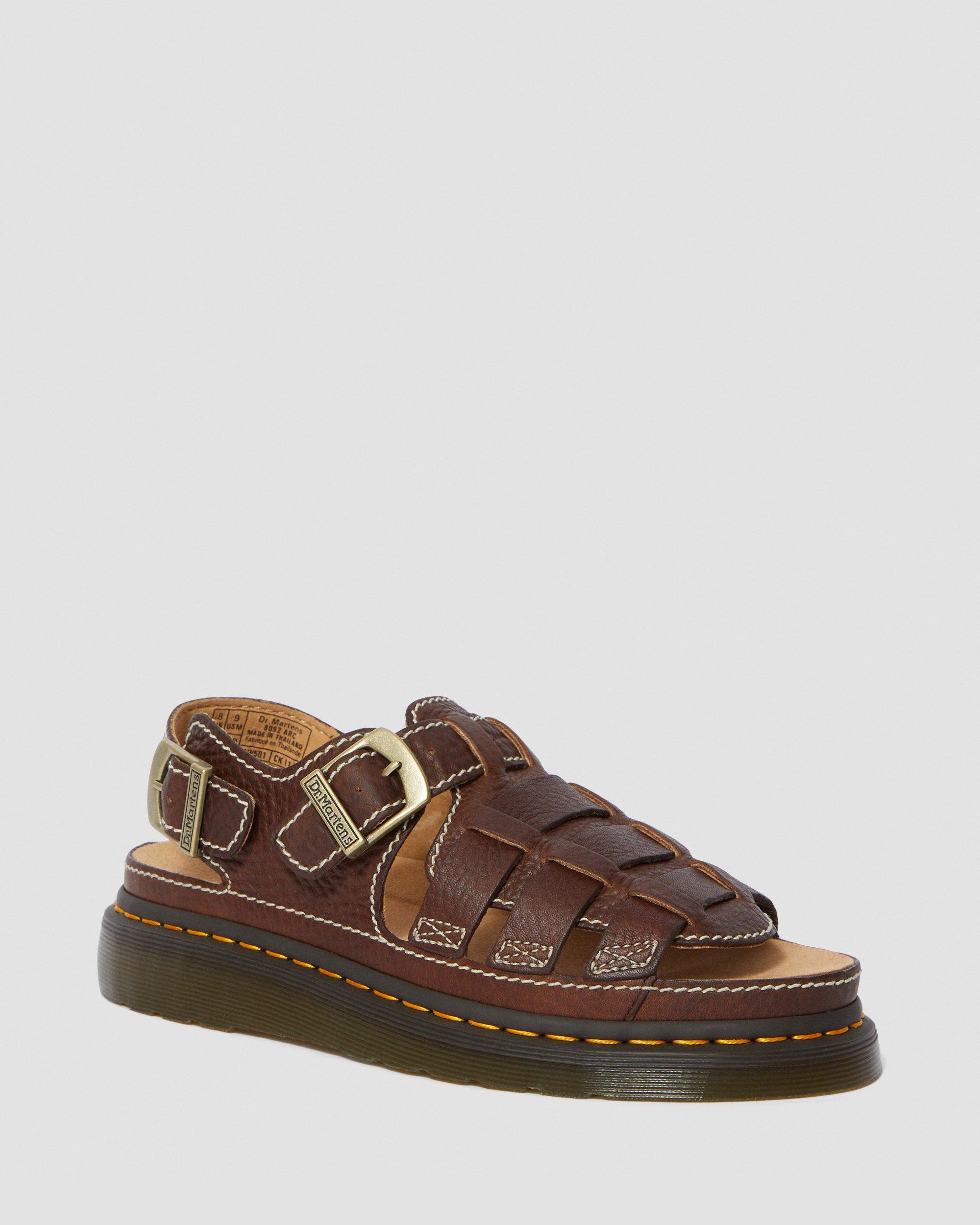 8092 Leather Fisherman Sandals in Dark Brown | Dr. Martens