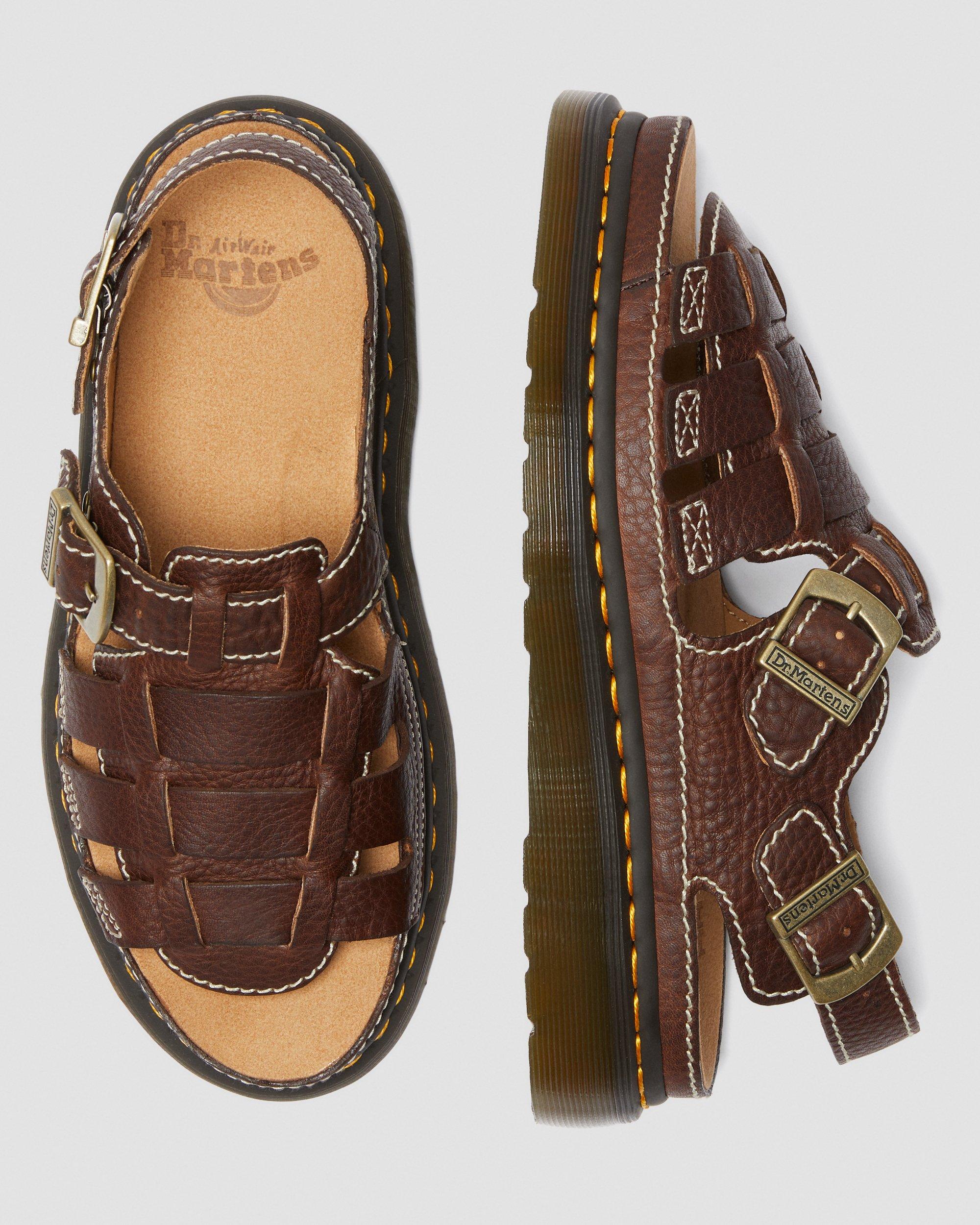 Dr. Martens Brown Leather Sandals 8092 Leather Fisherman Sandals in Dark Brown | Dr. Martens main image 4