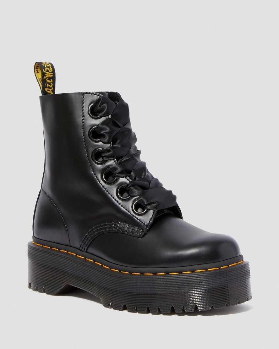 Molly Women's Leather Platform Boots in Black | Dr. Martens