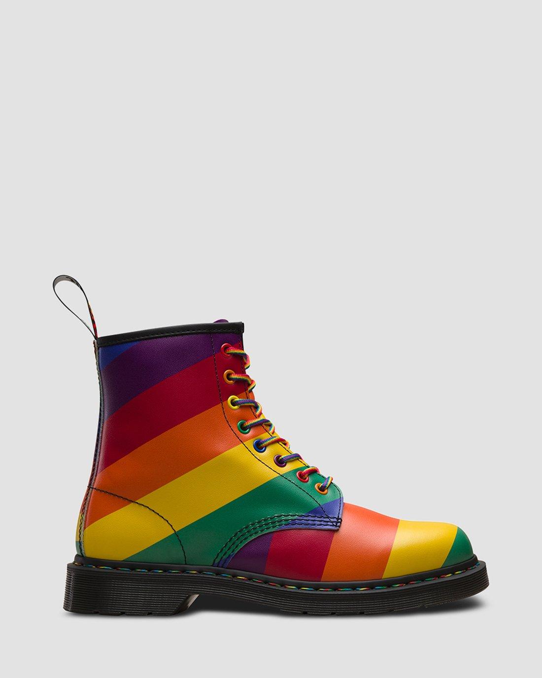 Dr Doc Martens White Leather Pride Oxford Lace Up Low Top Rainbow