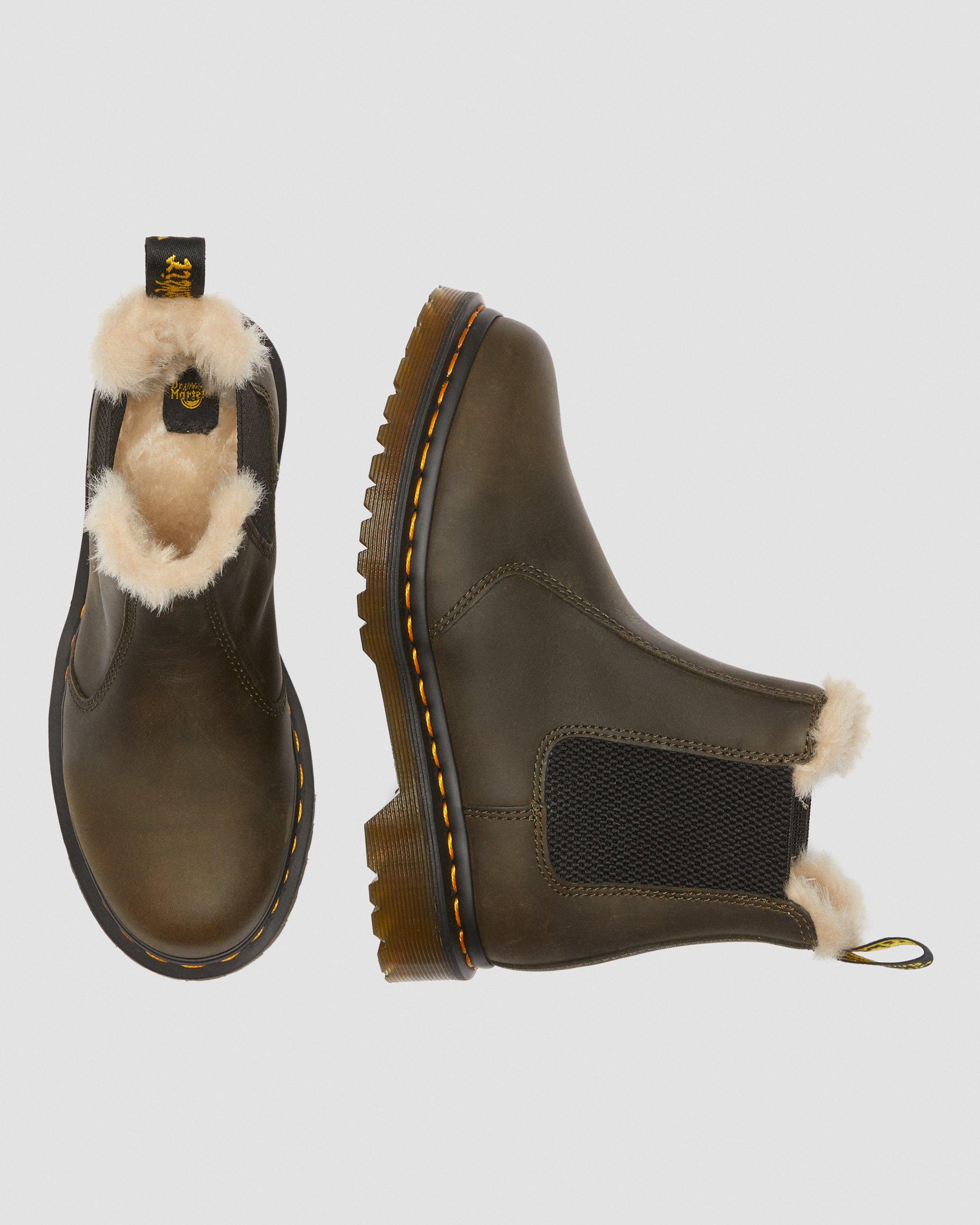 2976 Leonore Faux Fur Lined Burnished Chelsea Boots Dr. Martens