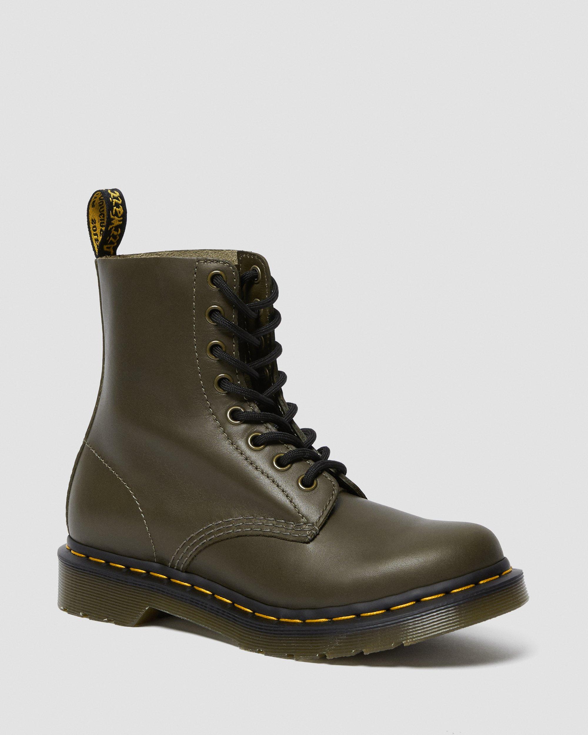 1460 Pascal Women's Wanama Leather Boots in Olive | Dr. Martens