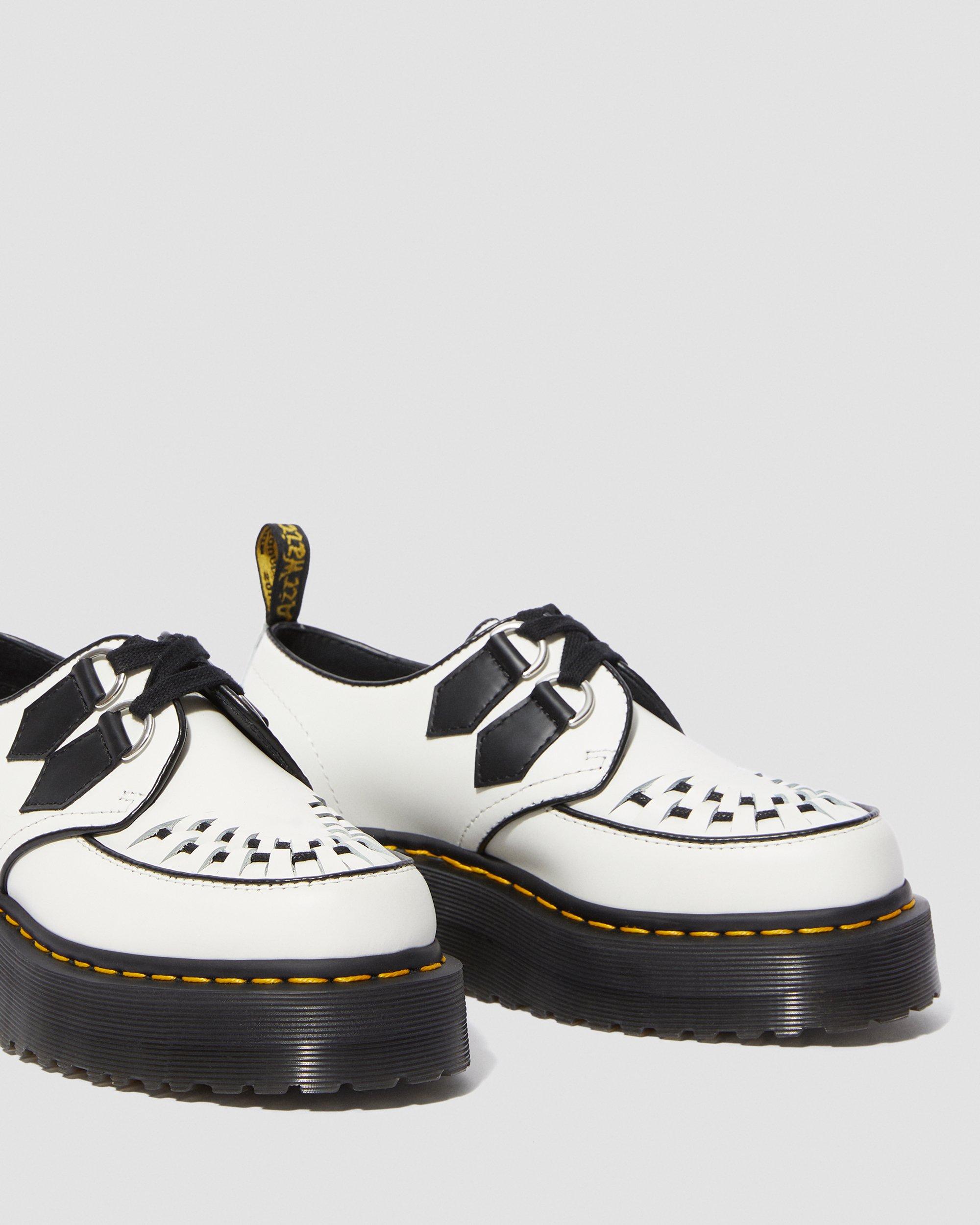 Zapatos creeper de piel con plataforma Sidney en WHITE+BLACK | Dr
