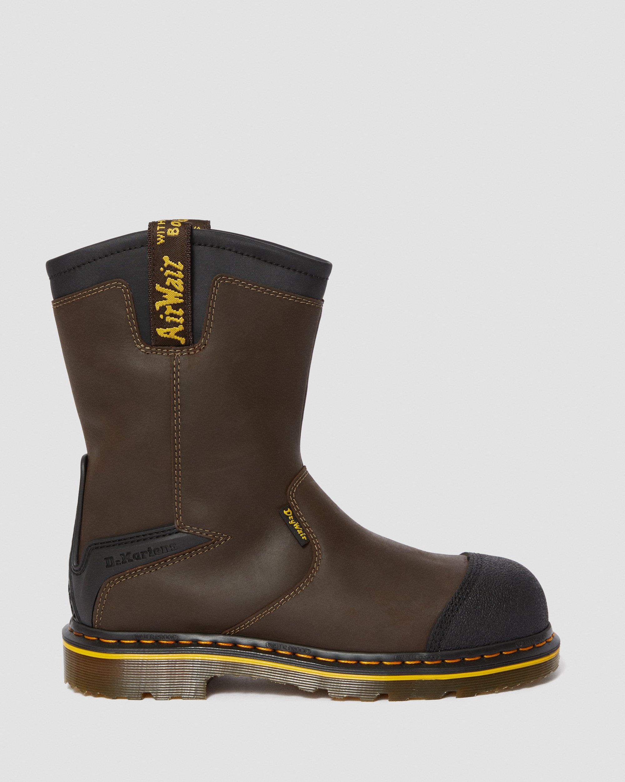 Firth Waterproof Leather Steel Toe Work Boots in Dark Brown