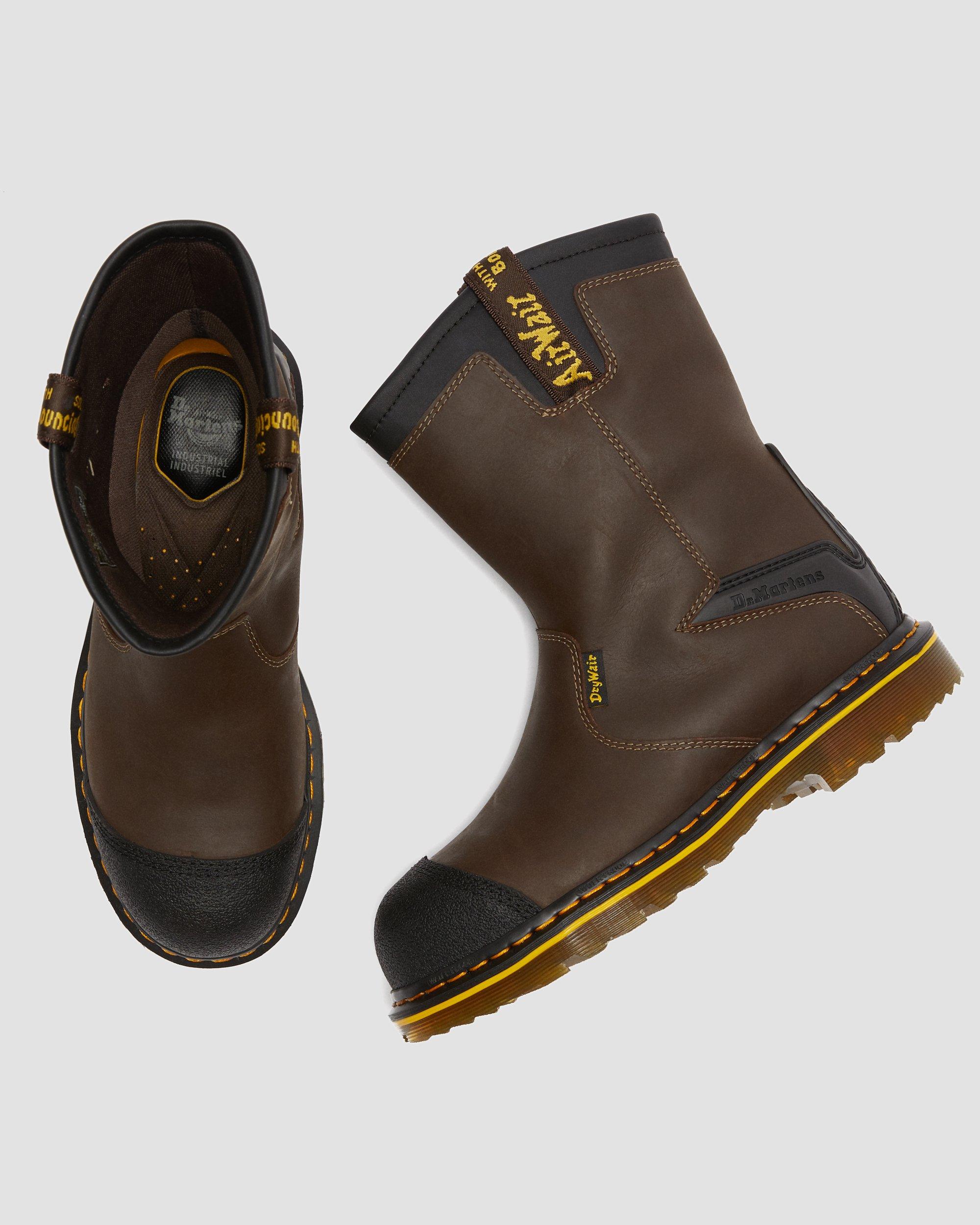 Firth Waterproof Leather Steel Toe Work Boots in Dark Brown