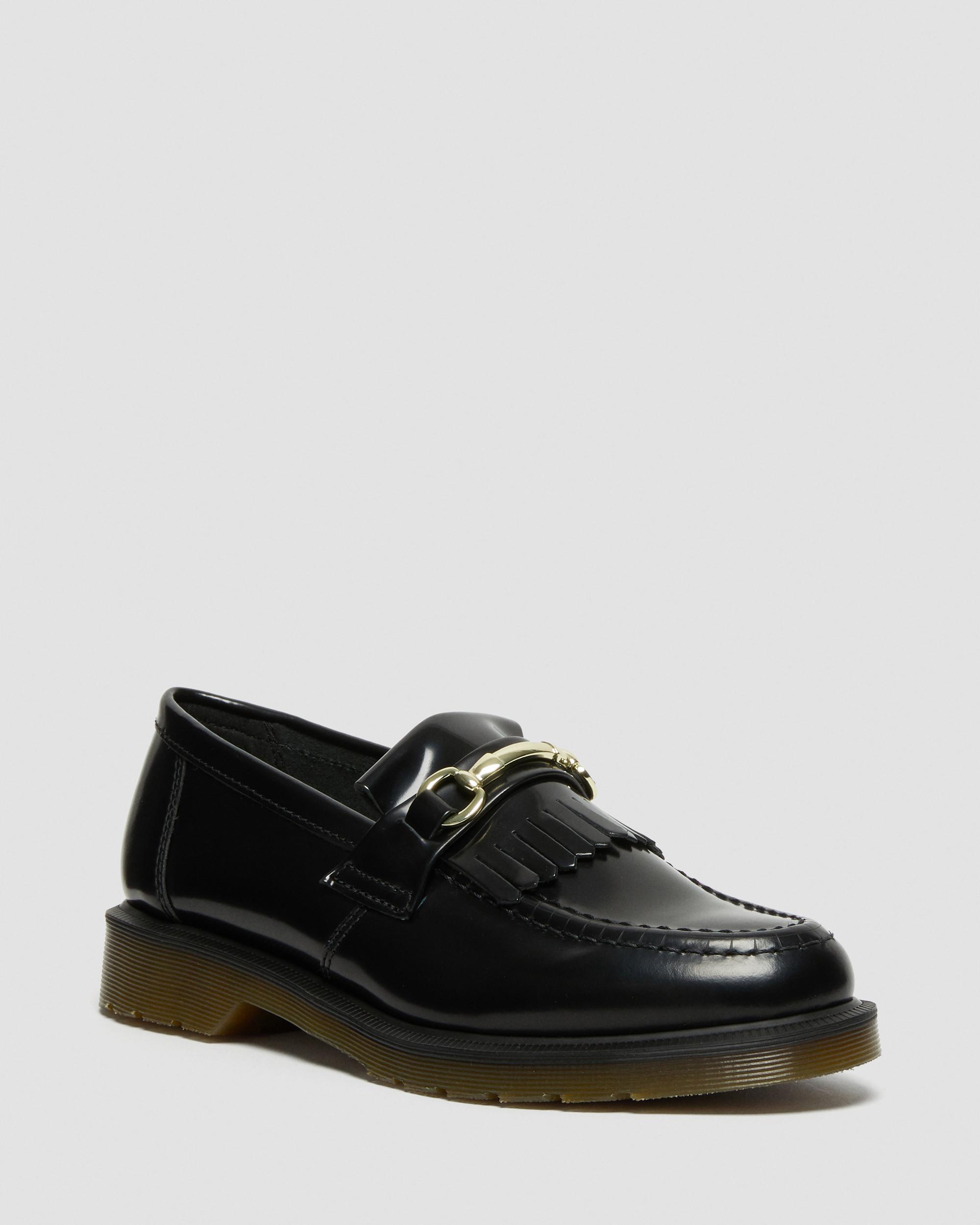 Adrian Smooth Leather Tassel Loafers in Black | Dr. Martens