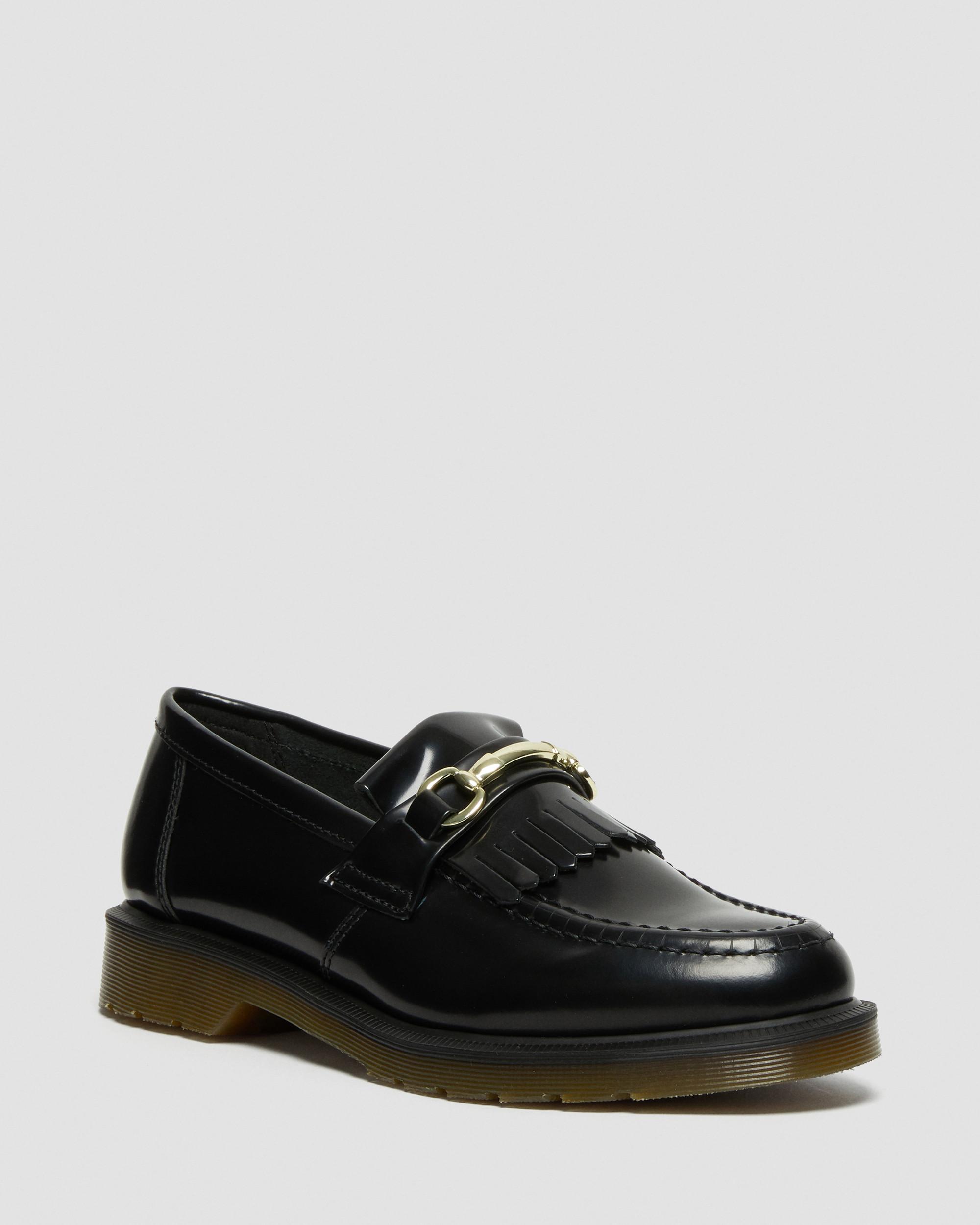 Adrian Snaffle Smooth Leather Kiltie Loafers in Black