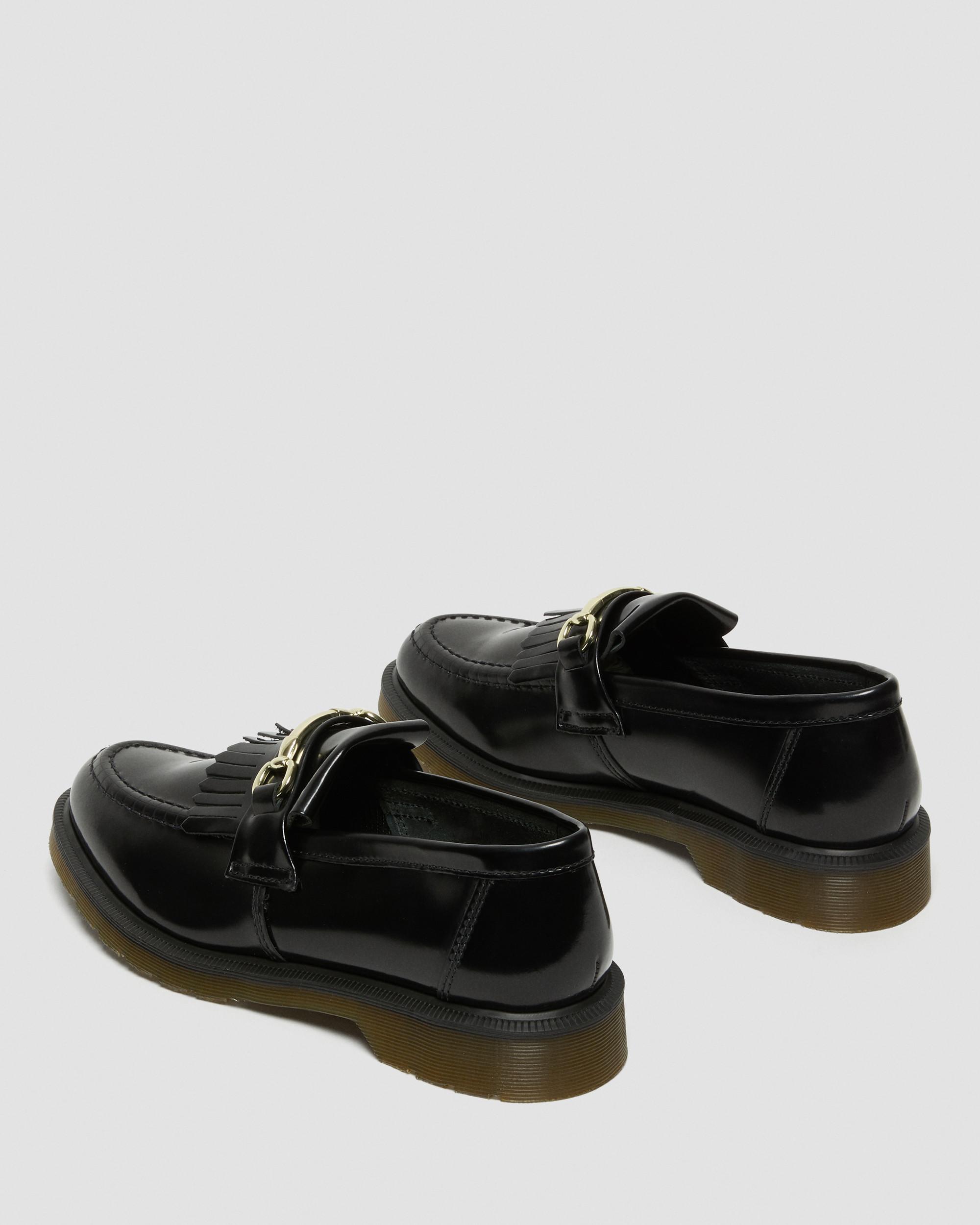 Adrian Snaffle Smooth Leather Kiltie Loafers in Black | Dr. Martens