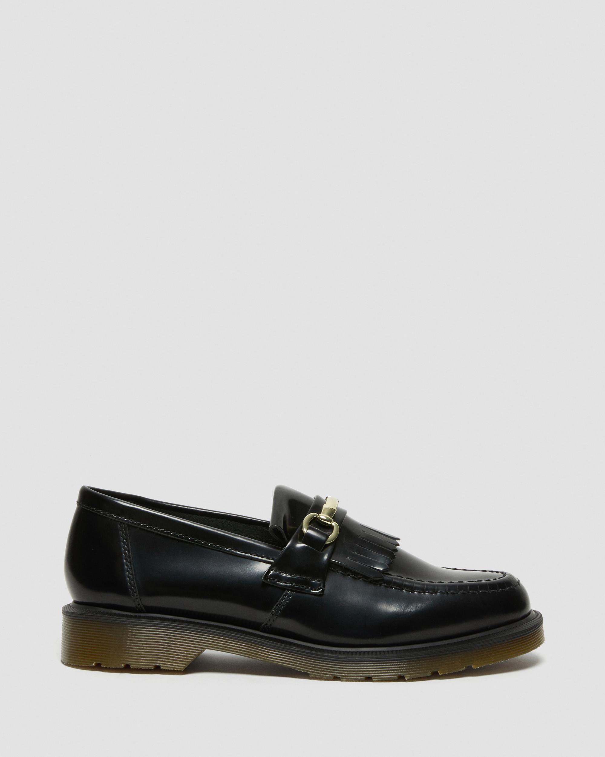 Adrian Snaffle Smooth Leather Kiltie Loafers in Black | Dr. Martens