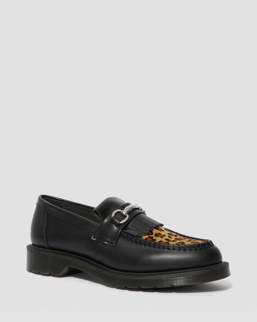ADRIAN SNAFFLE LEOPARD PRINT LEATHER LOAFERS | Dr Martens