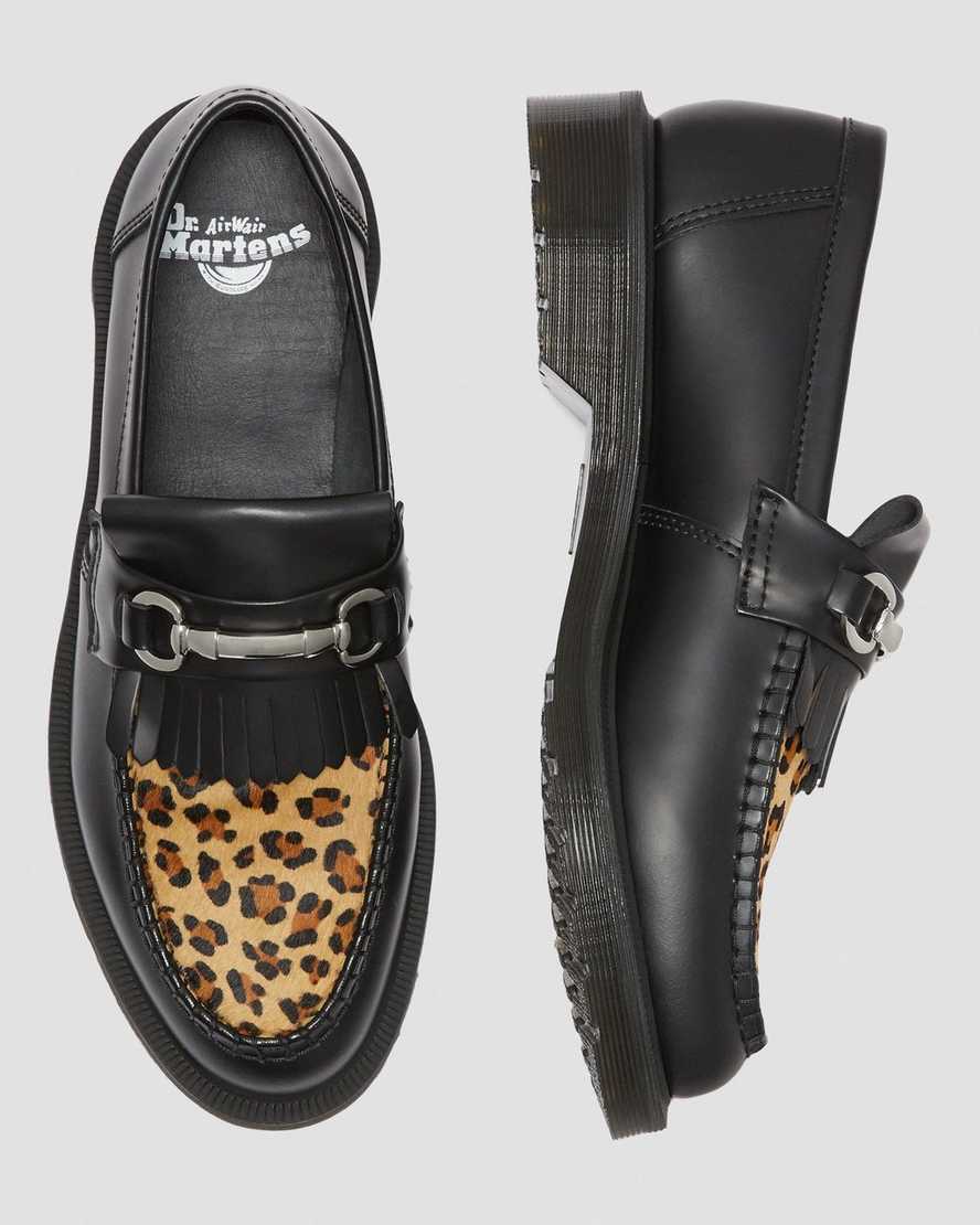 ADRIAN SNAFFLE LEOPARD PRINT LEATHER LOAFERS | Dr Martens