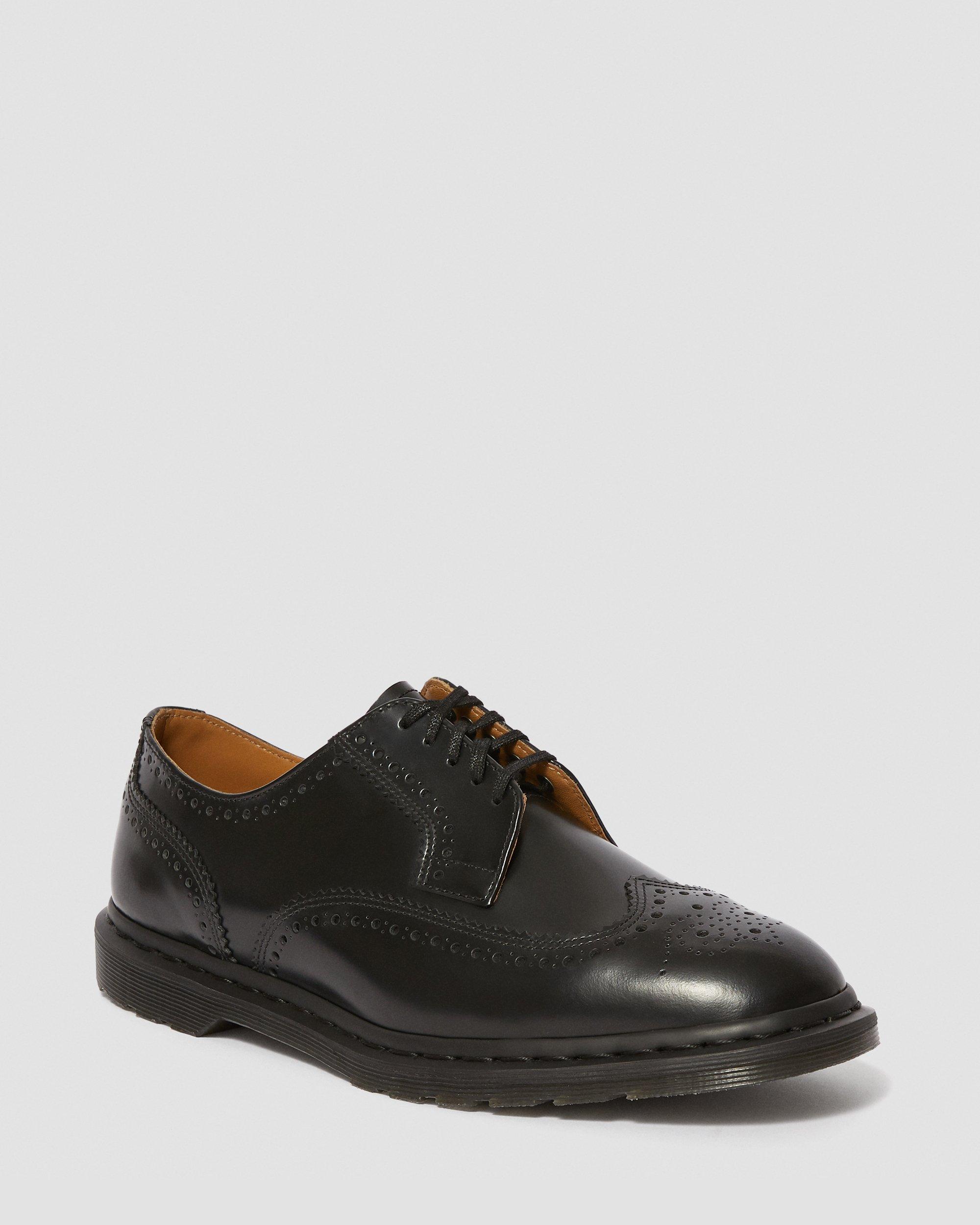 Kelvin II Smooth Leather Brogue Shoes in Black Dr. Martens