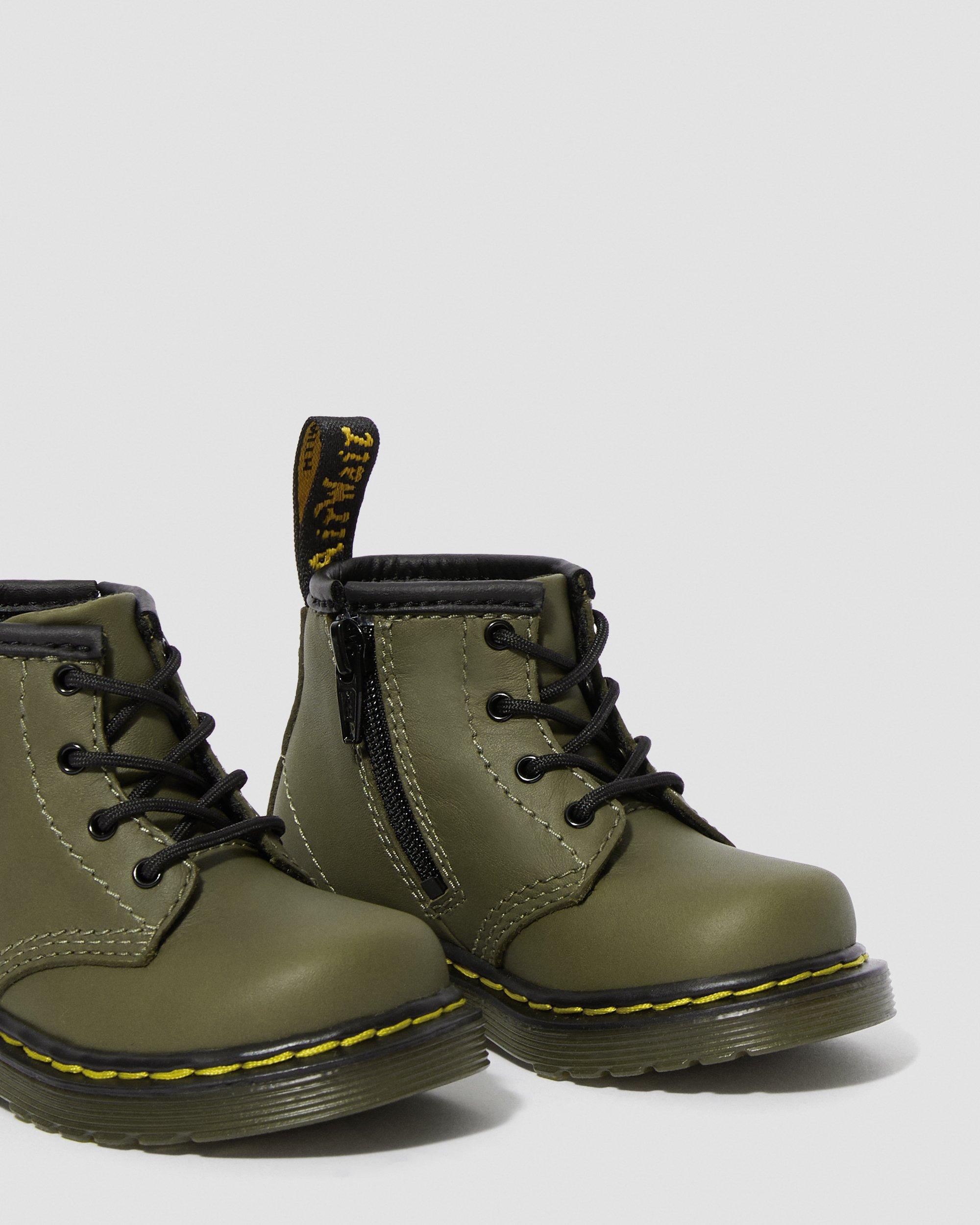 Infant 1460 Leather Lace Up Boots in Olive