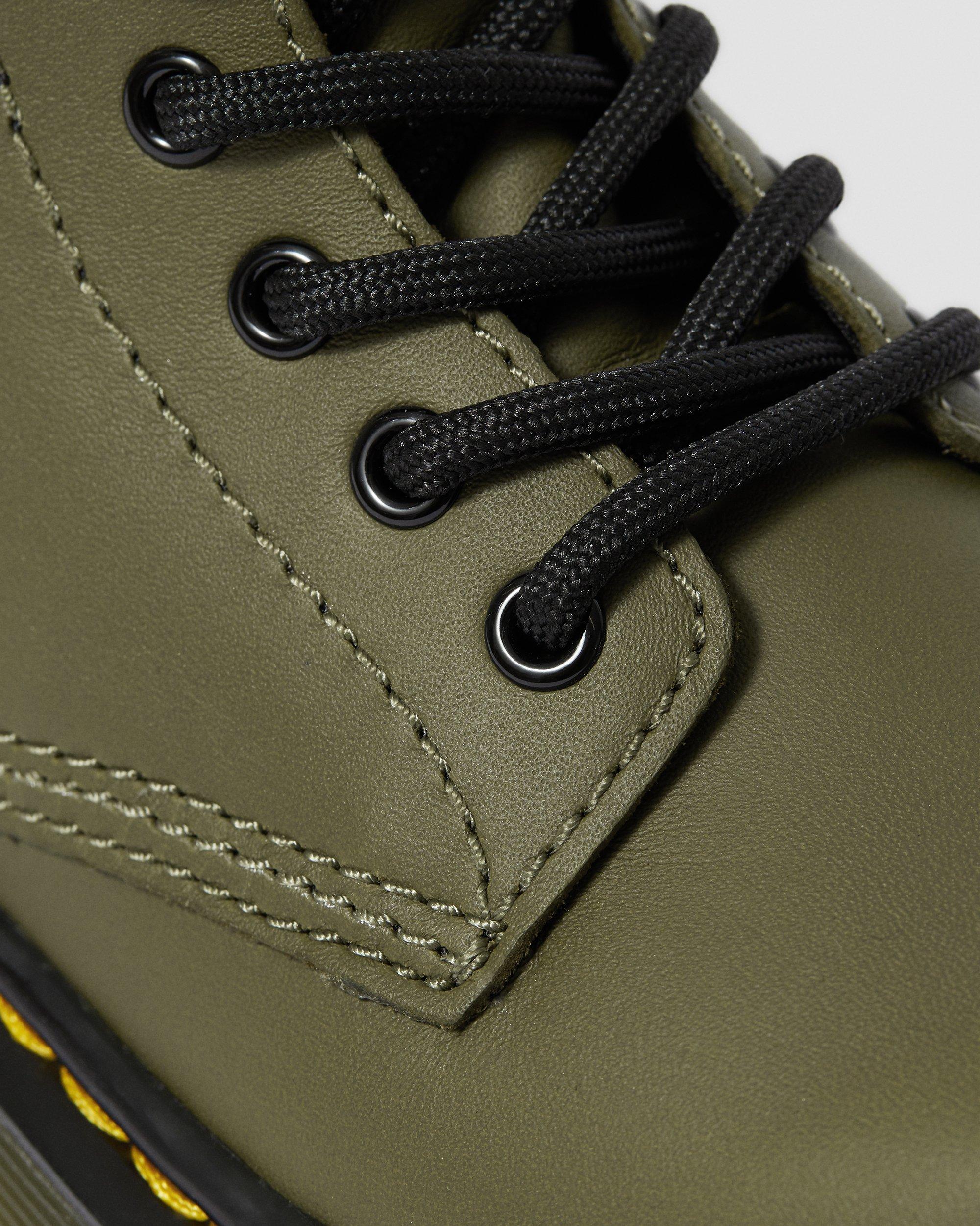 Junior 1460 Leather Lace Up Boots in Olive | Dr. Martens