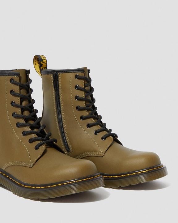 Youth 1460 Leather Lace Up Boots in Olive | Dr. Martens