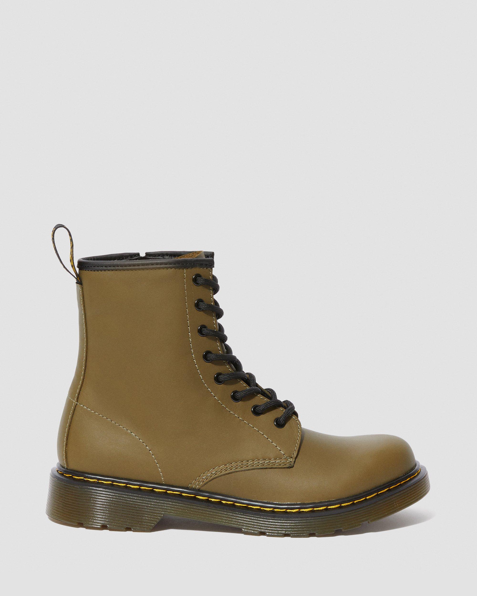 Youth 1460 Leather Lace Up Olive Boots | in Dr. Martens