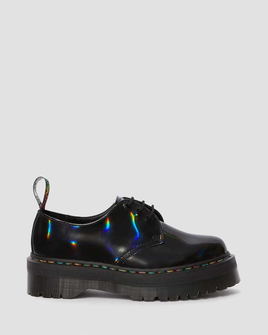 1461 Quad Plateau Schuhe mit Regenbogen Lack Dr. Martens