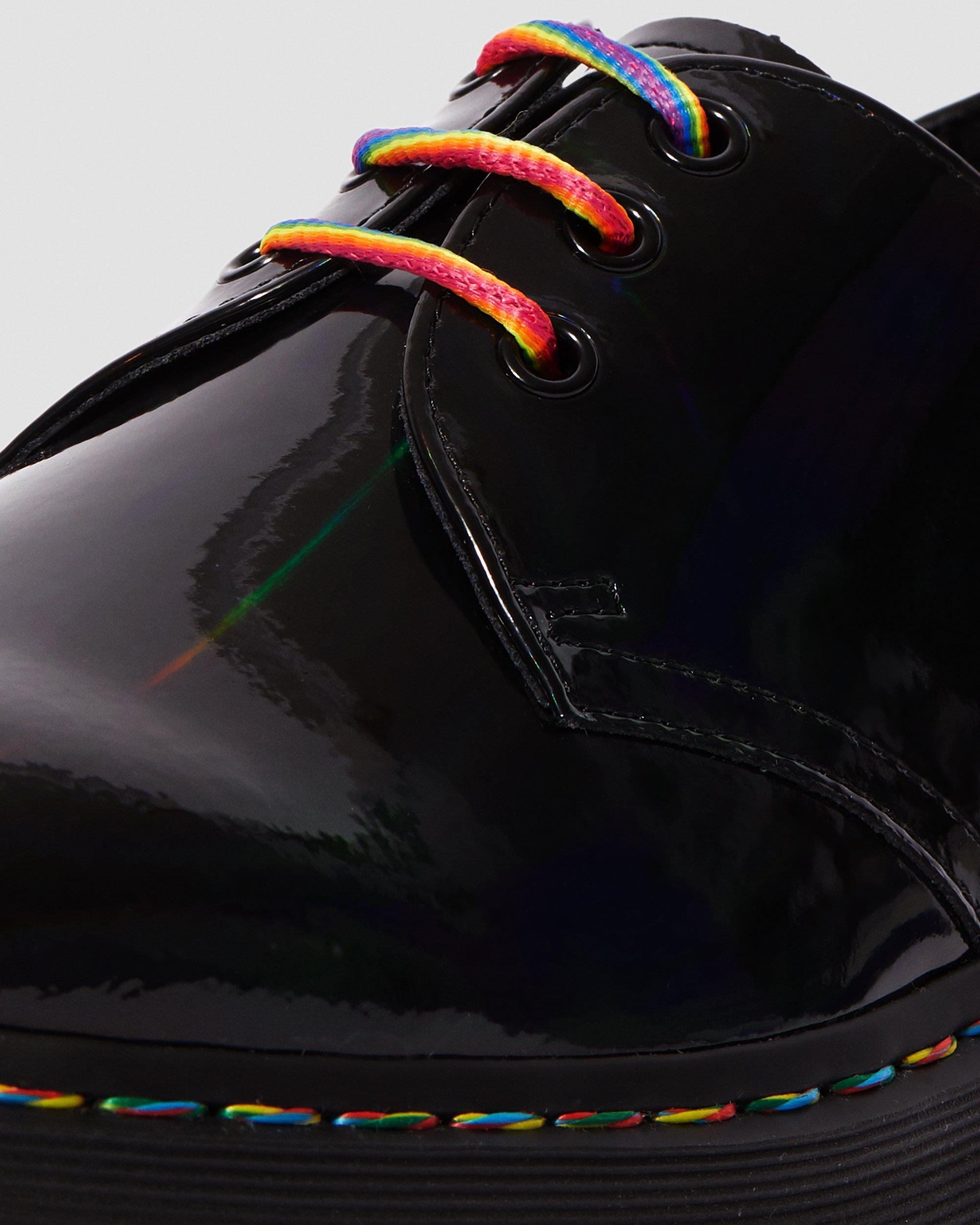 1461 Rainbow Patent Platform Shoes in BLACK | Dr. Martens™