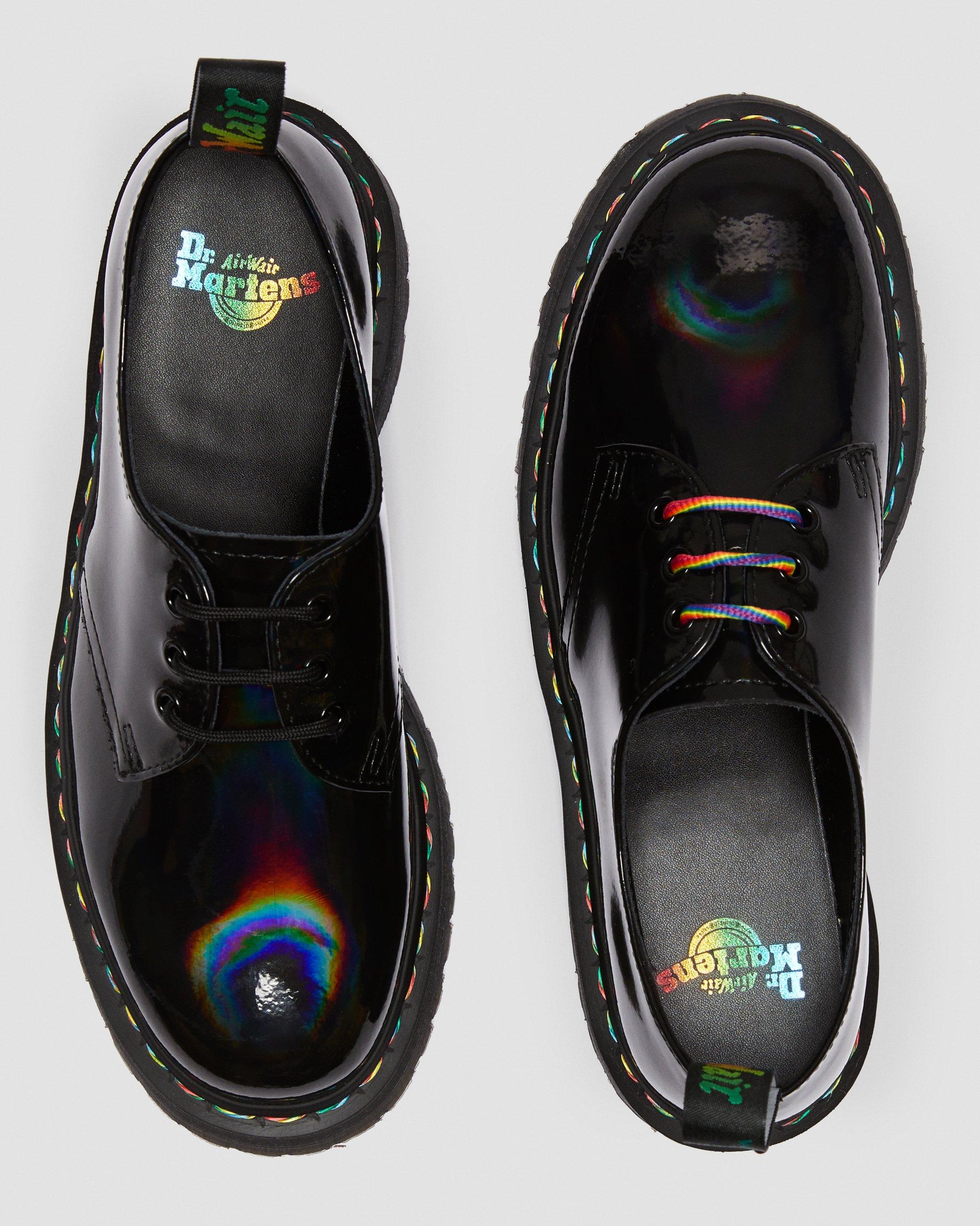 1461 Rainbow Patent Platform Shoes in BLACK | Dr. Martens™