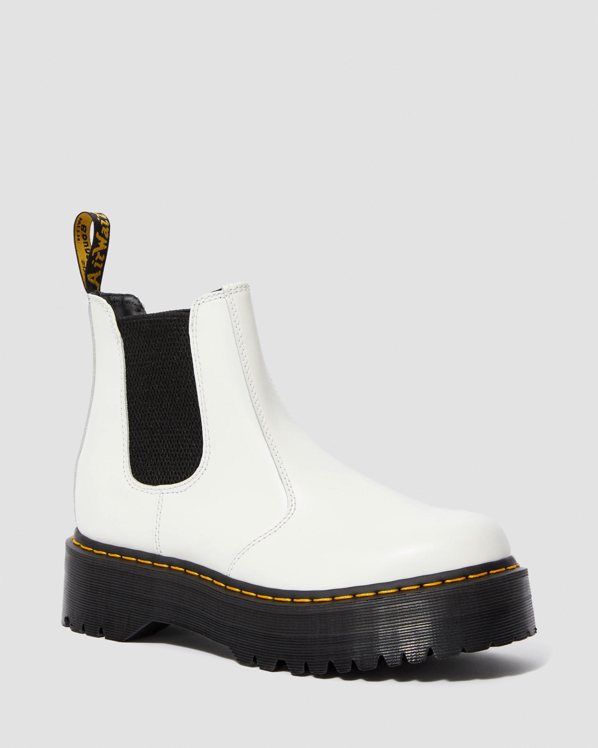 2976 Smooth Leather Platform Chelsea Boots in White