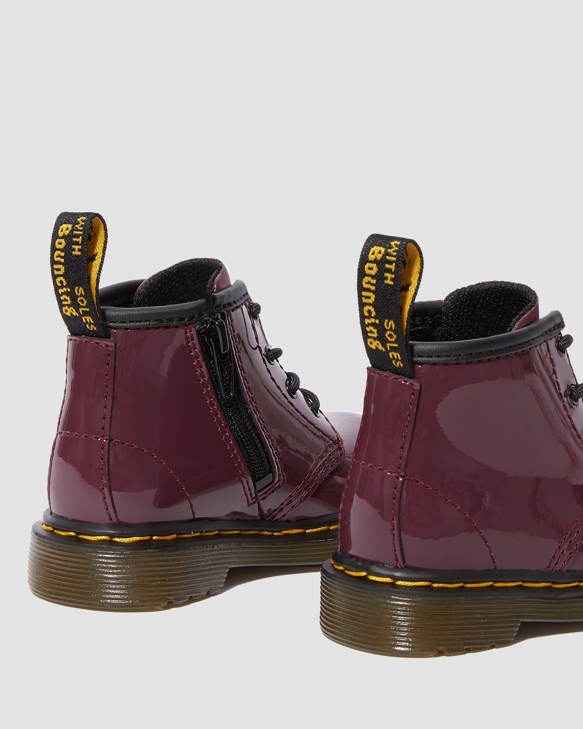 Infant 1460 Patent Leather Lace Up Boots in Plum