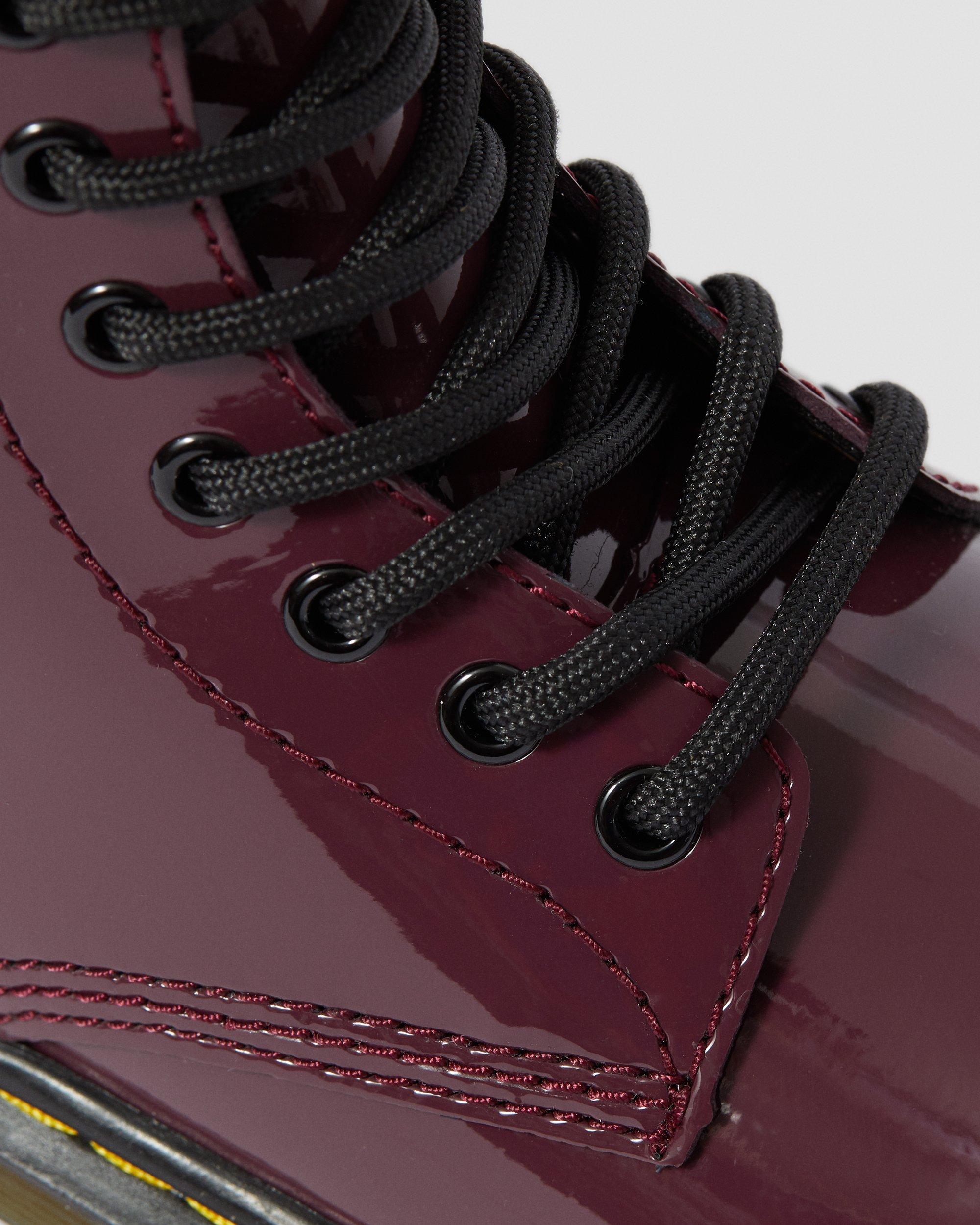 Junior 1460 Patent Leather Lace Up Boots in Plum