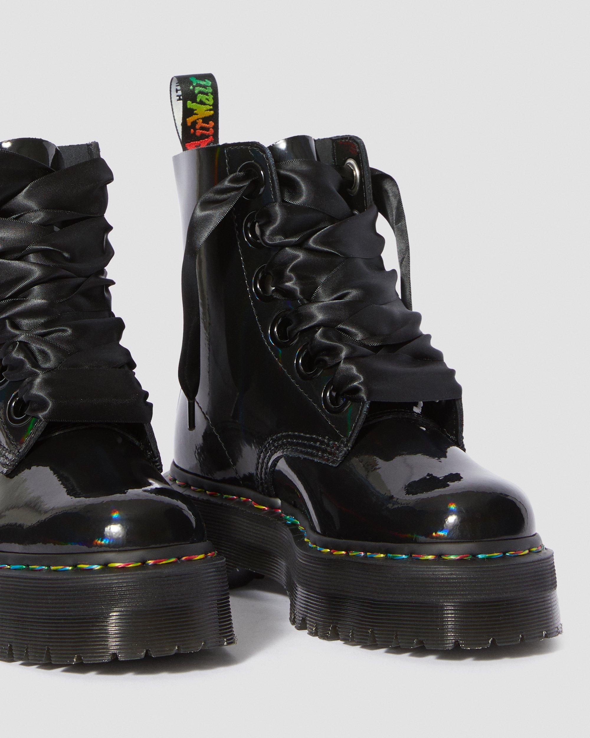 Boots Plateformes Molly en cuir verni Rainbow in Noir
