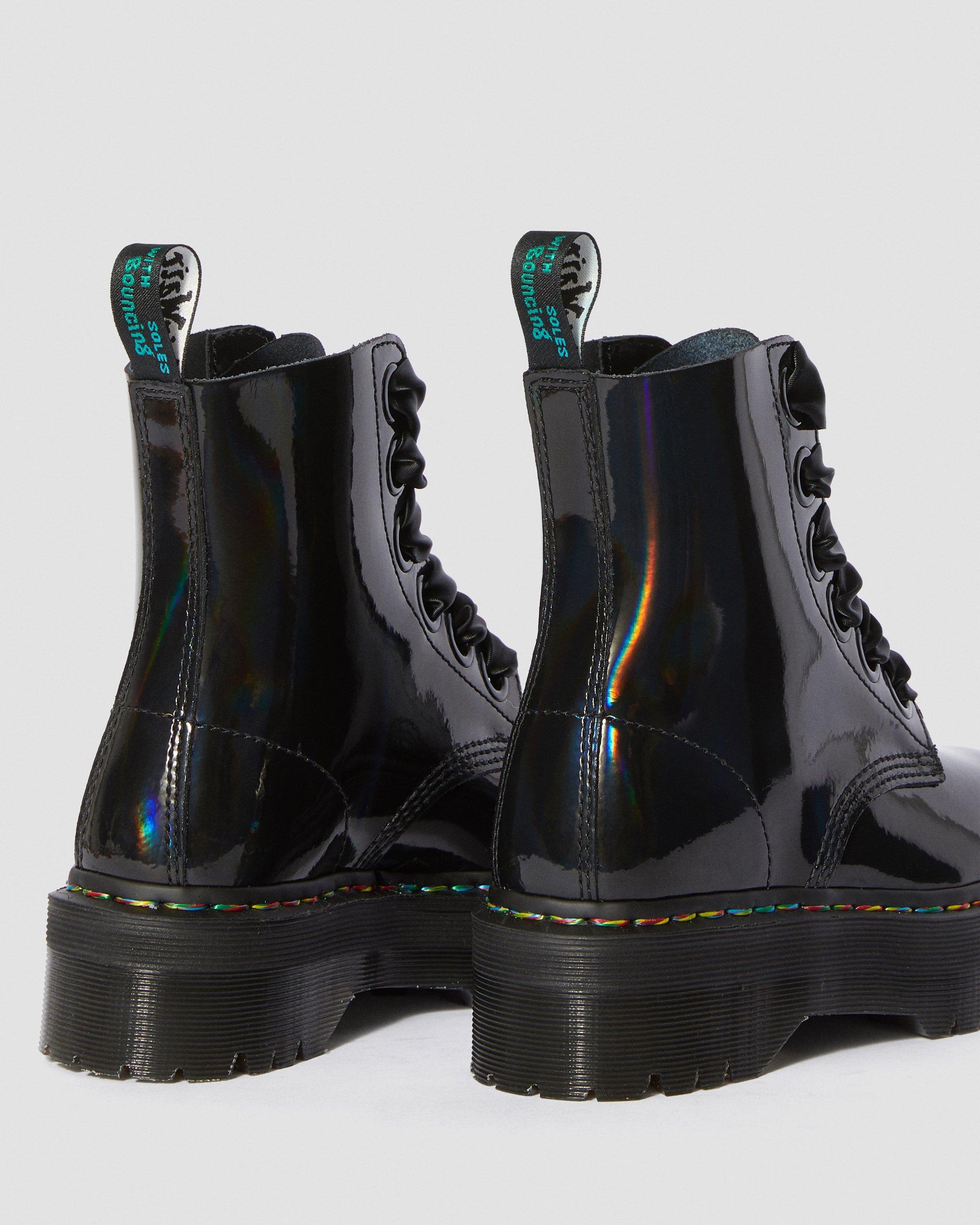 Boots Plateformes Molly en cuir verni Rainbow in Noir