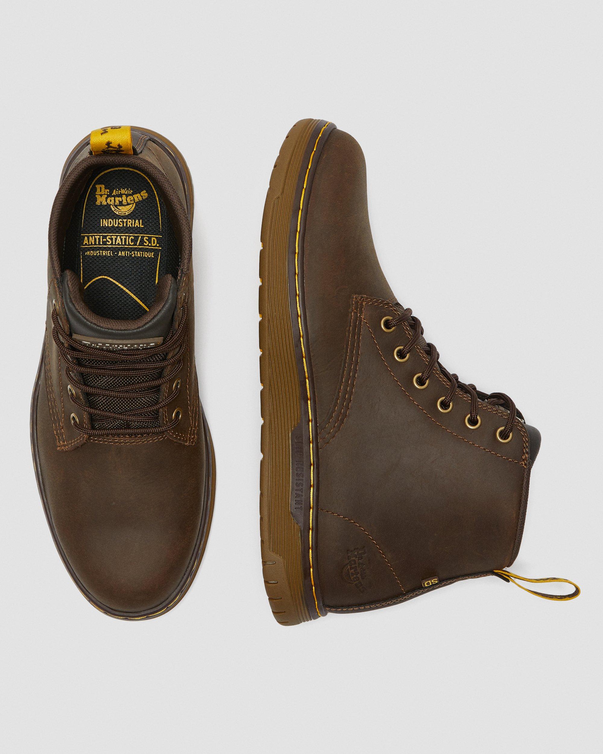 Ledger Slip Resistant Leather Work Boots in Dark Brown | Dr 
