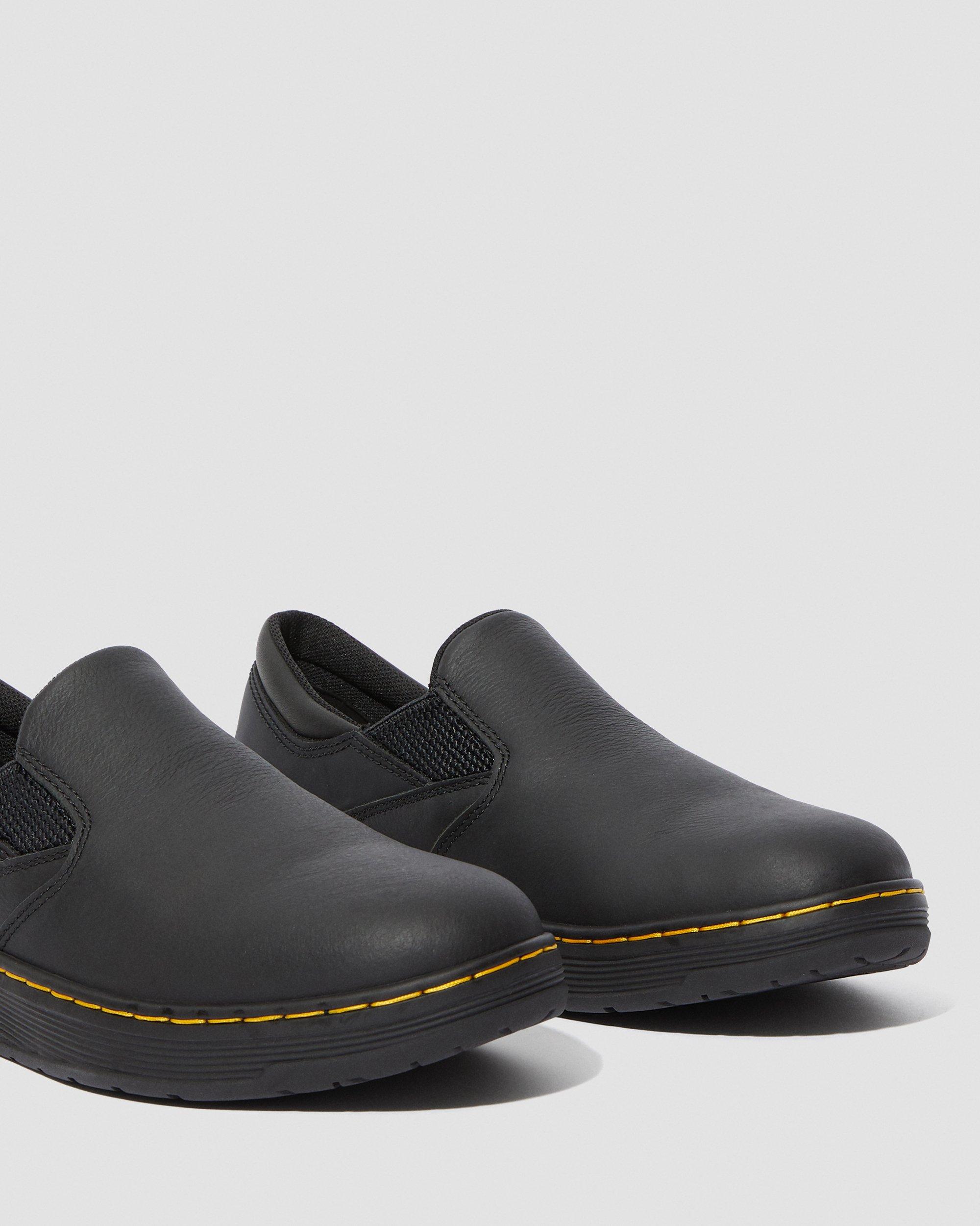 Brockley Slip Resistant Leather Work Shoes in BLACK | Dr. Martens™