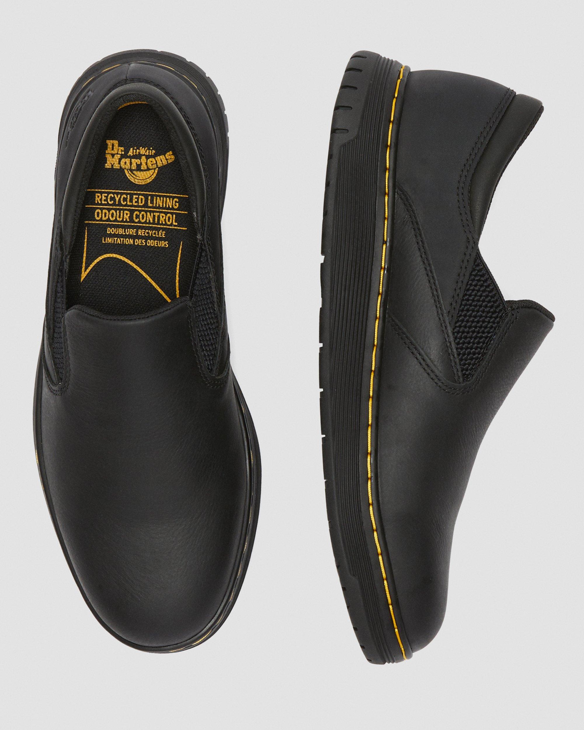 Brockley Slip Resistant Leather Work Shoes in Black | Dr. Martens