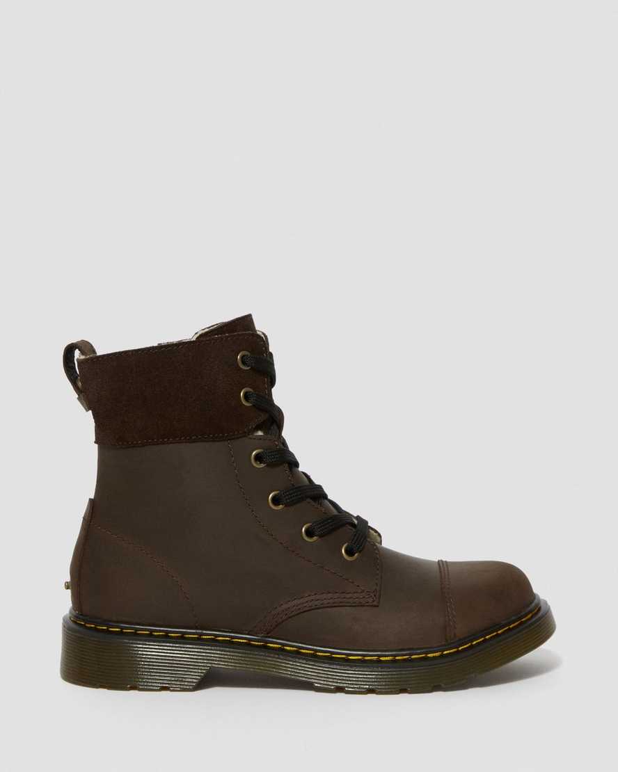 Youth Fur Lined Aimilita Leather Boots Dr. Martens