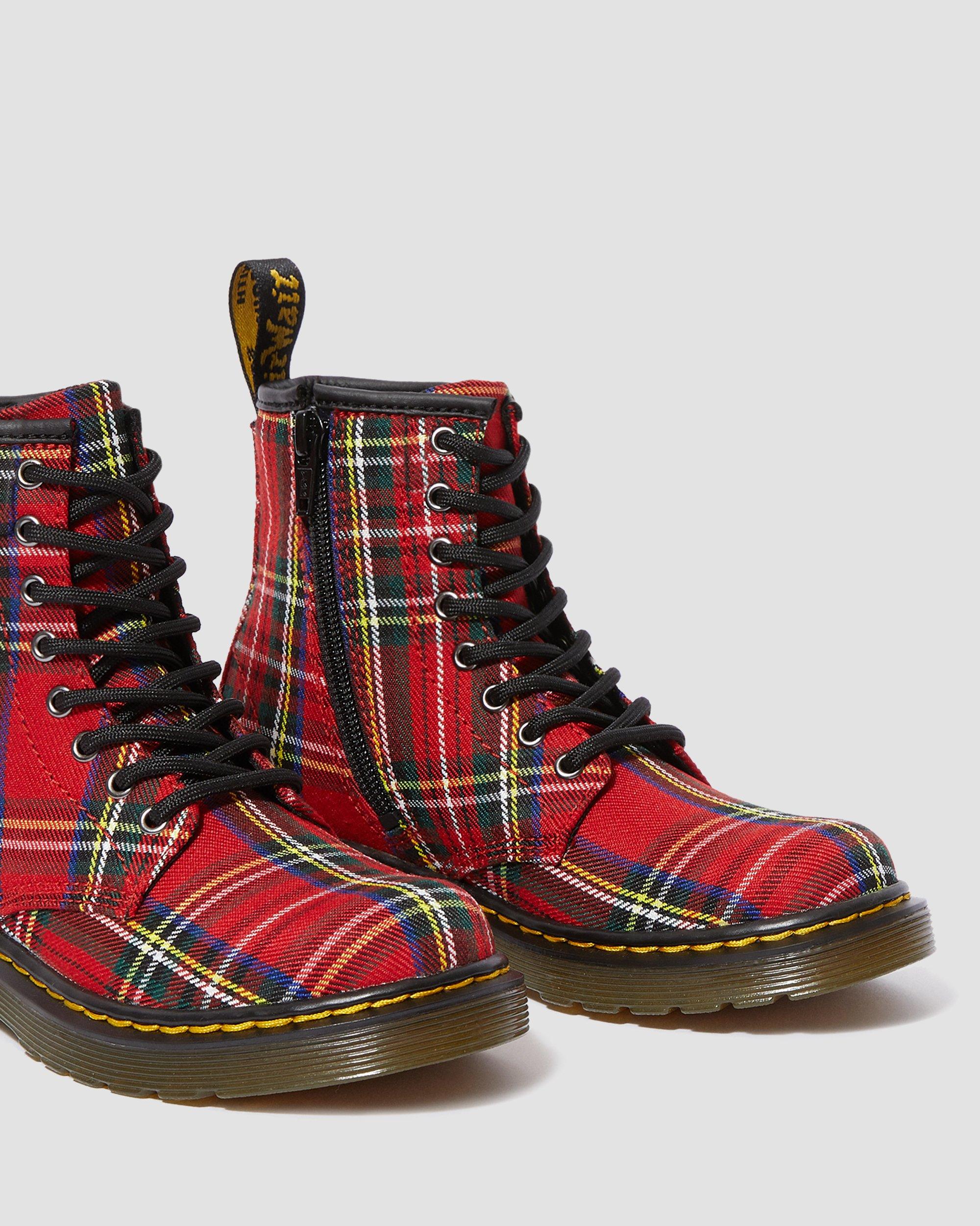 1460 TARTAN JUNIOR ANKLE BOOTS In Red | Dr. Martens