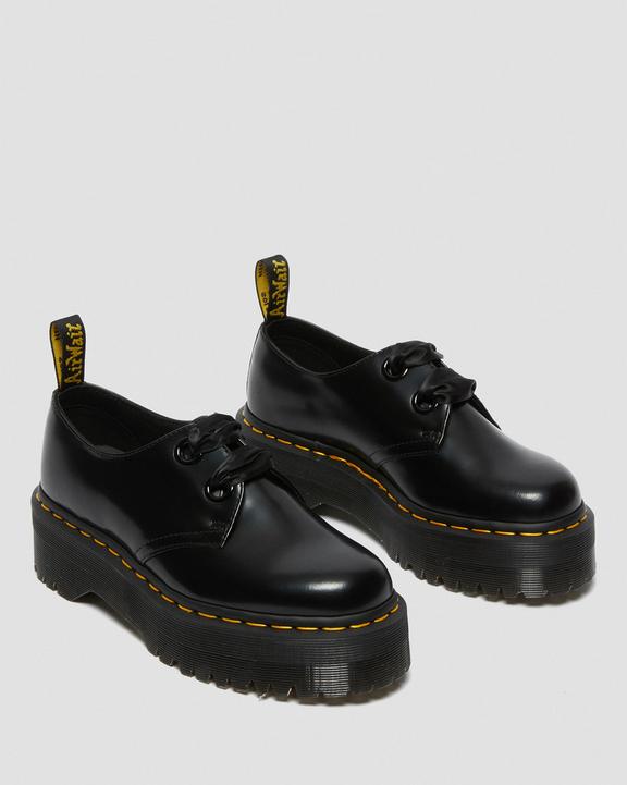 Holly Women's Leather Platform Shoes in Black Buttero | Dr Holly Women's Leather Platform Shoes in Black Buttero | Dr