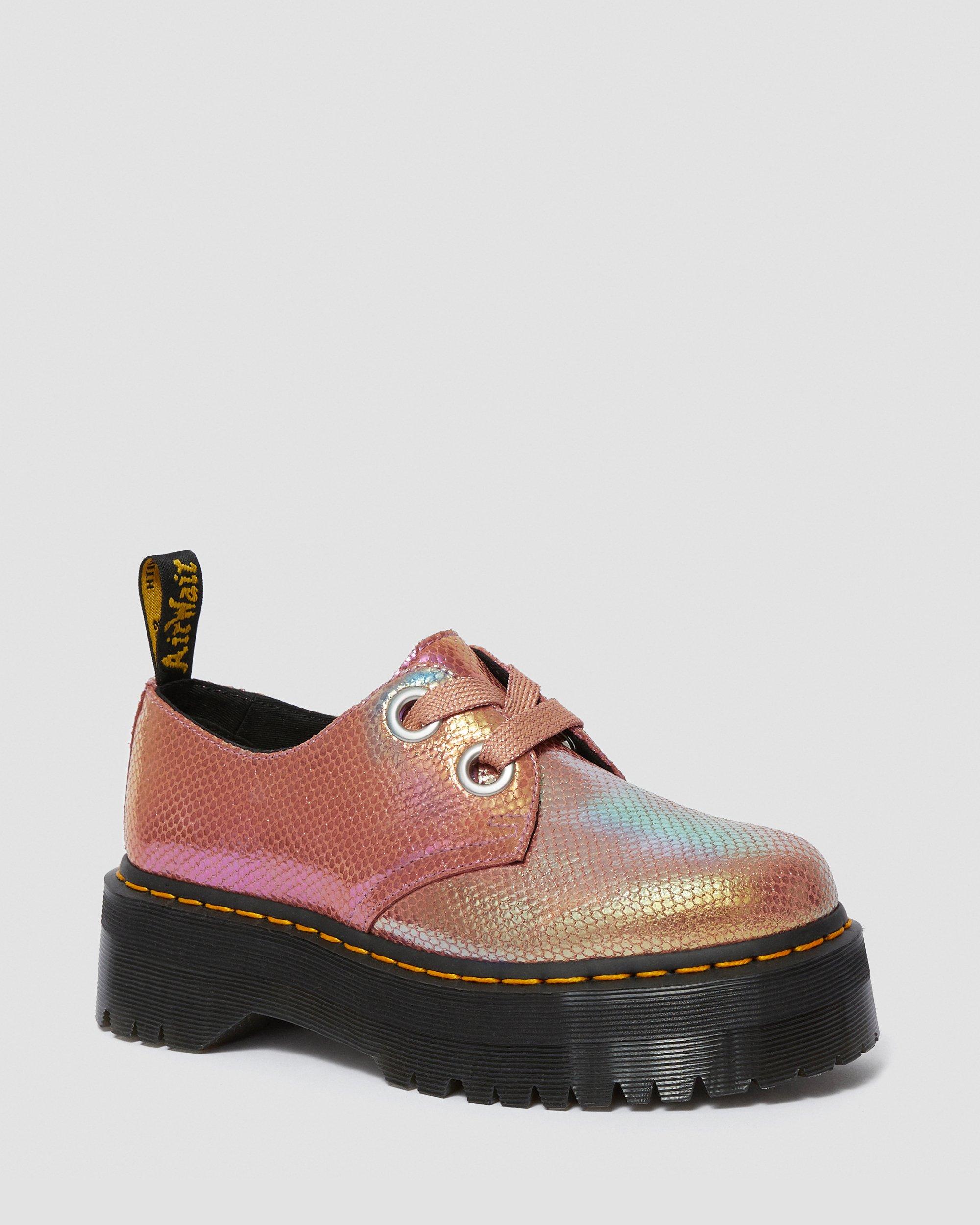 Chaussures Plateformes Holly en cuir iris en Rose Dr. Martens