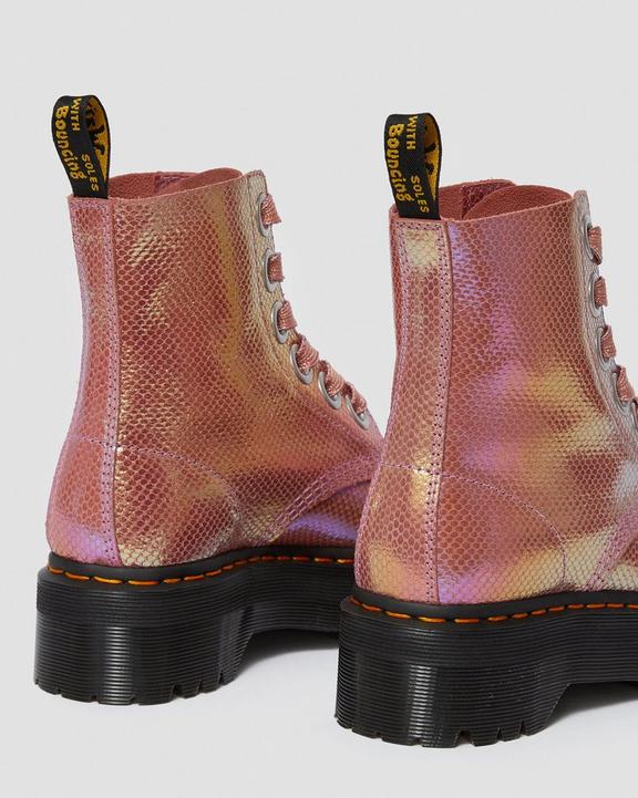 MOLLY IRIDESCENT LEATHER PLATFORM BOOTS Dr. Martens