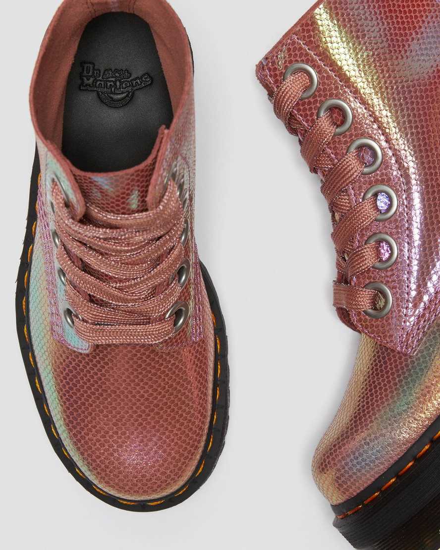 MOLLY IRIDESCENT LEATHER PLATFORM BOOTS Dr. Martens
